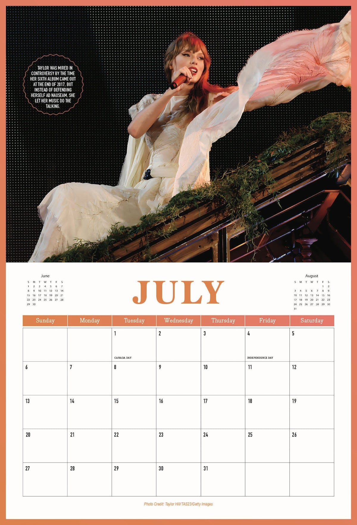 Taylor Swift - 2025 Calendar: A Year With The World's Biggest Pop Star, Bonus Content Through Music History & Rise To Stardom, Album Spotlight, TTPD, Folklore, Lover, Iconic Photos, Fun Facts & More!