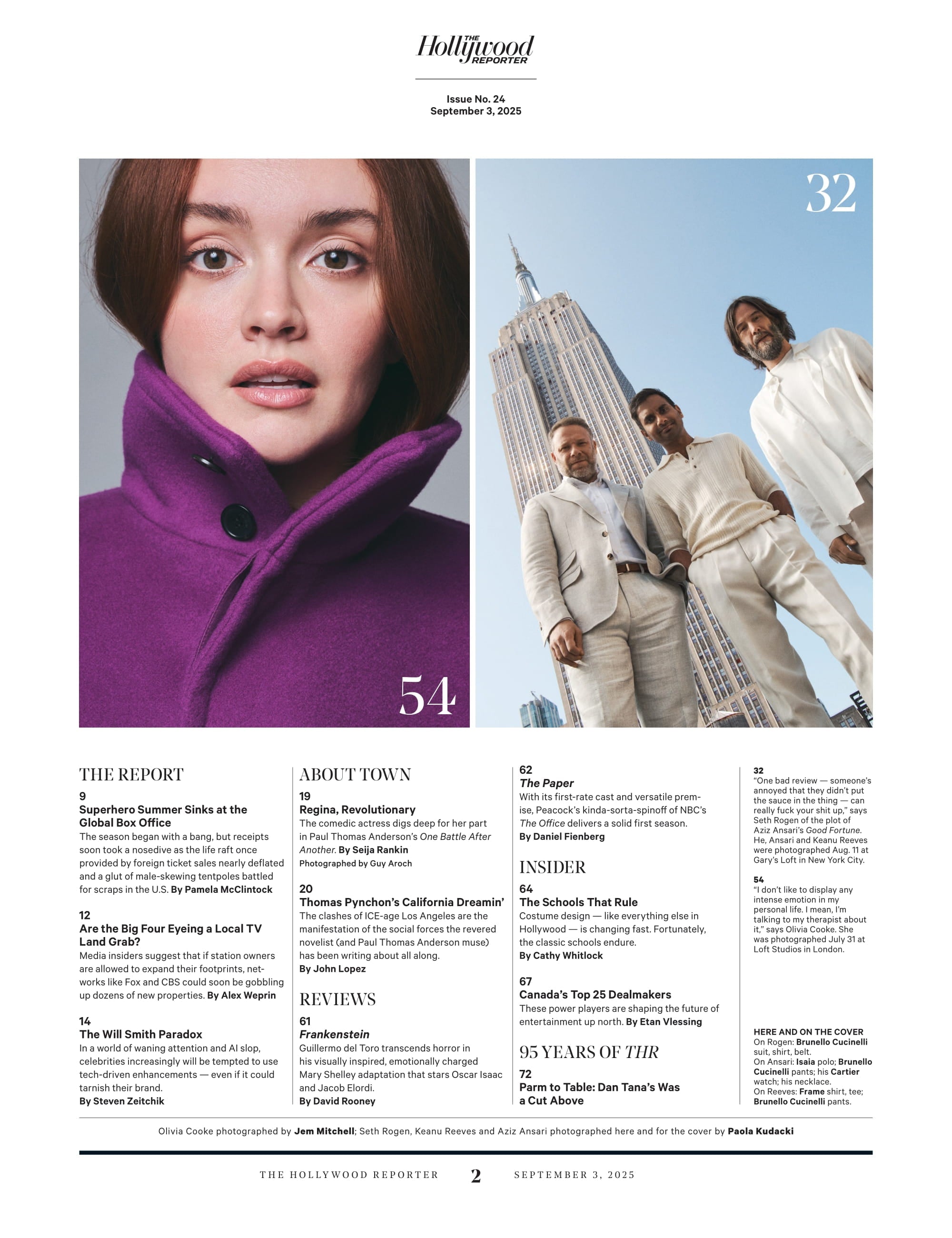 The Hollywood Reporter - 25.09.03 Edition: Toronto Film Festival 2025, Aziz Ansari, Keanu Reeves & Seth Rogen Team Up, Steven Soderbergh Goes Rogue, Risk-Taking Filmmaking, Film Ponzi Schemes & More!