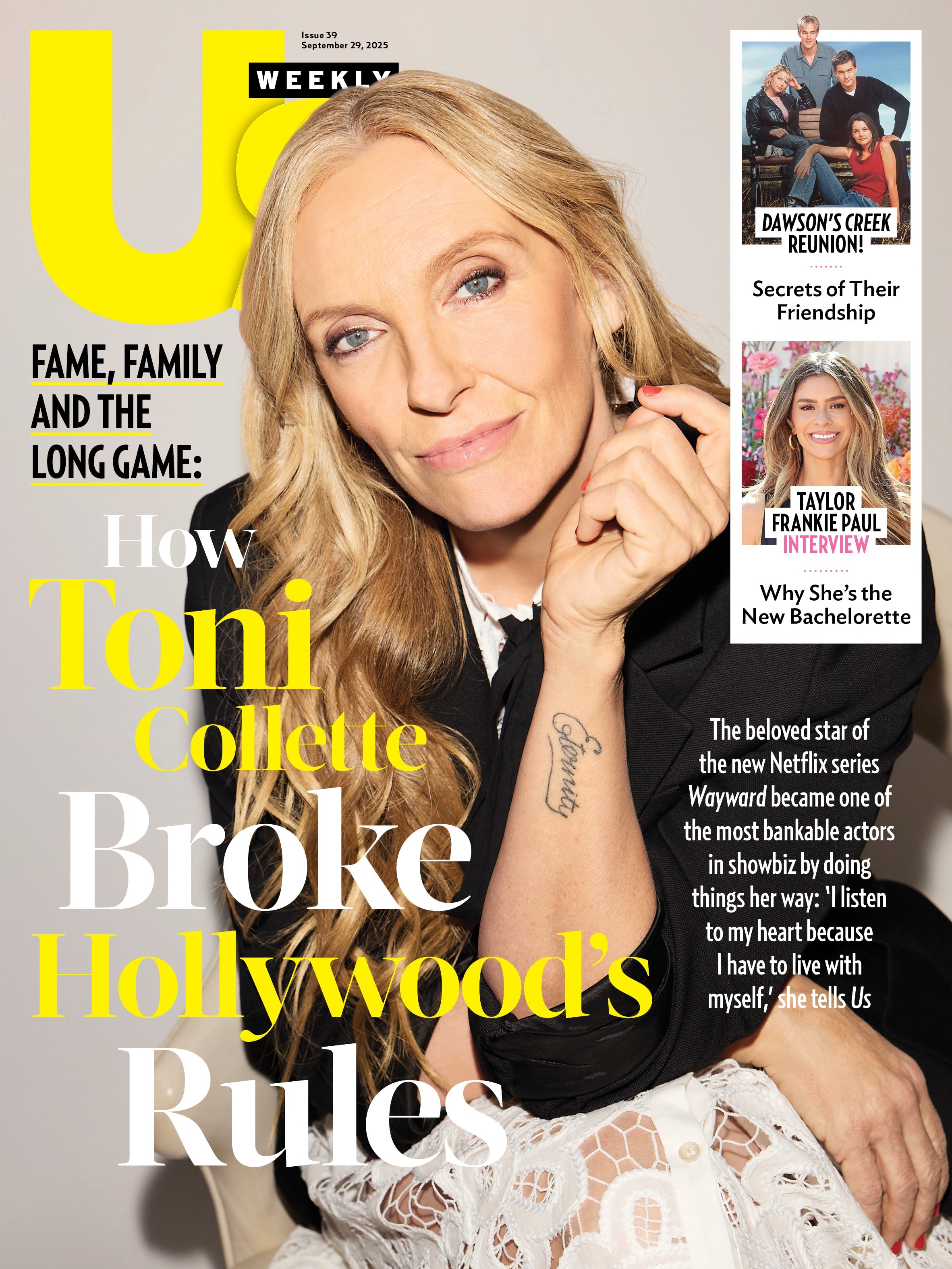 Us Weekly - 09.29.25: Dawson’s Creek Cast Secrets & Bonds, James Van Der Beek, Michelle Williams, Katie Holmes, Toni Collette’s Big Hollywood Moves, Taylor Frankie Paul As The New Bachelorette & More!