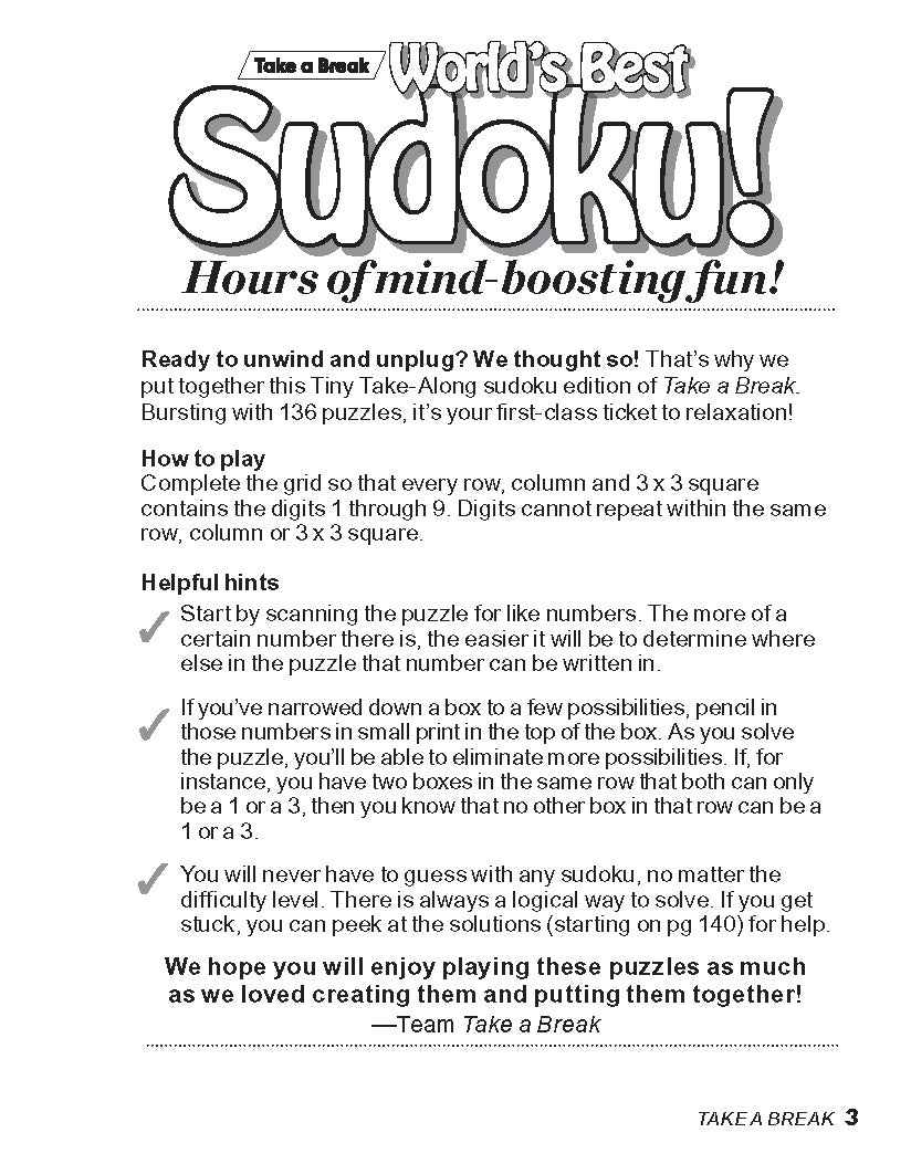 Take a Break - Sudoku! Tiny Take-Along