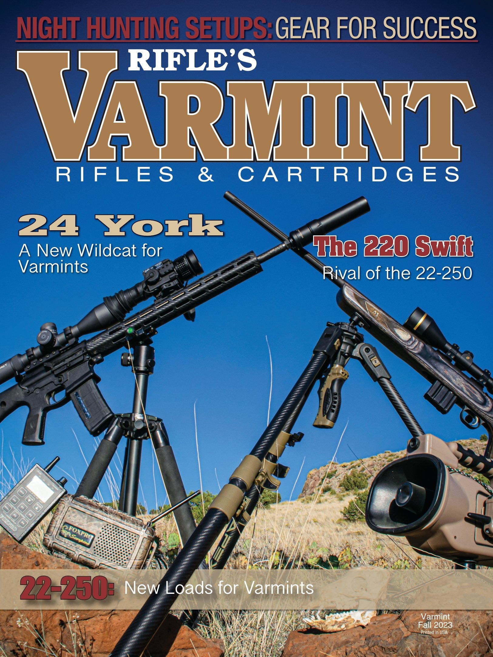 Varmint Rifles & Cartridges Fall 2023 - Varmint Hunting, Night Setups, Gear Guide, 220 Swift, 24 York, .14/221 Walker, 6.5 Creedmoor, Large Game, Bullets, Powder, Long Range, New Wildcat & Loads