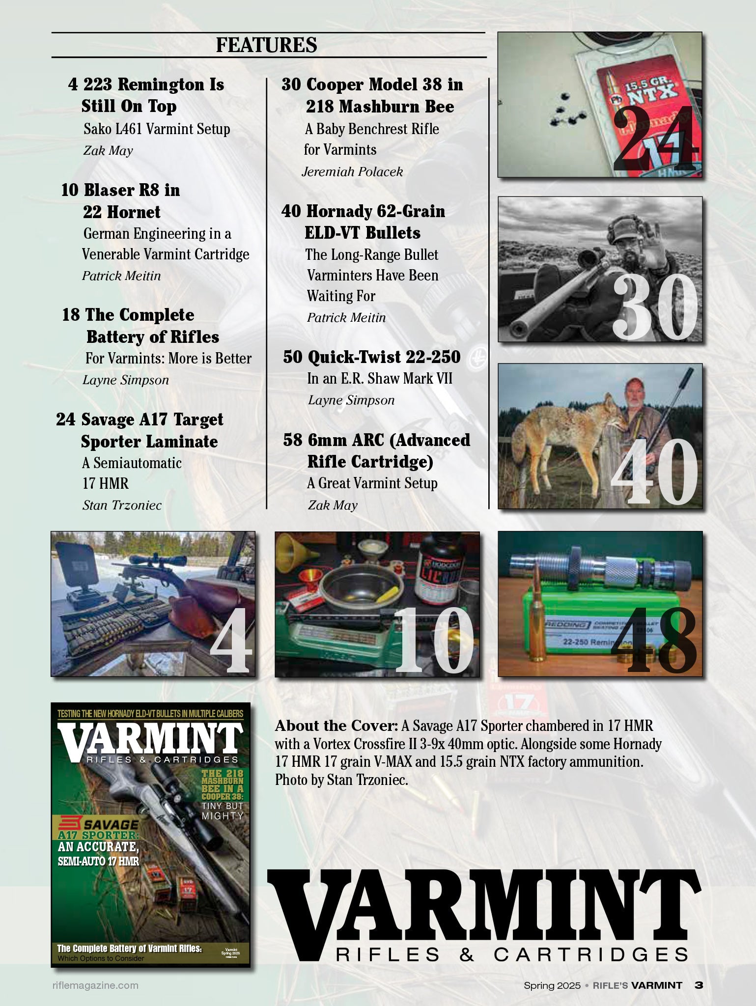 Varmint Rifles & Cartridges - Spring 2025: Testing The New Hornady ELD-VT Bullets, Cooper Model 38 In 218 Mashburn Bee, Savage A17 Target Sporter Laminate, Complete Battery Of Rifles & More!