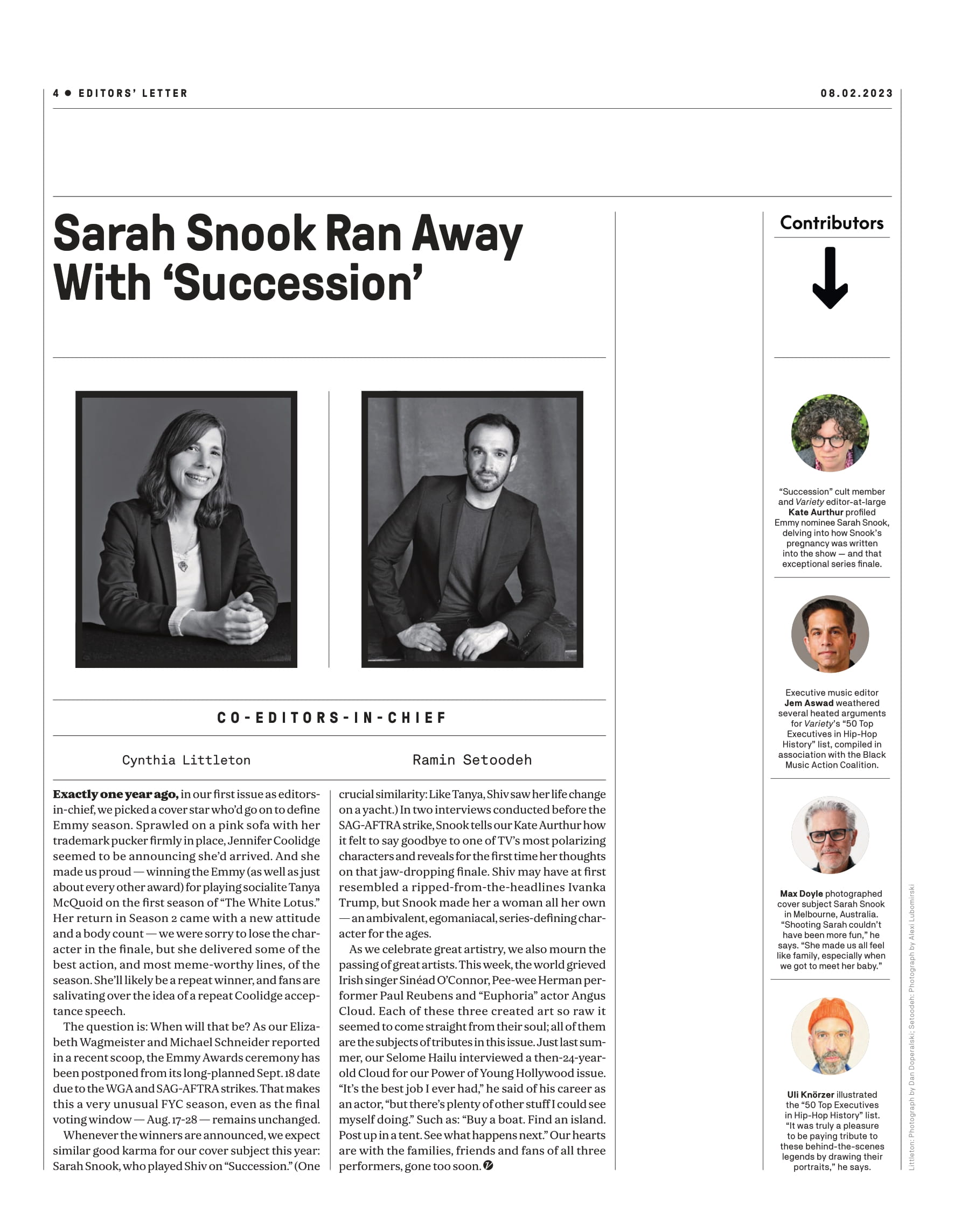 Variety - 23.08.02 Edition: How Sarah Snook Won Succession & Saying Goodbye To Shiv, 50 All-Time Greatest Execs, Remembering Angus Cloud, Barbenheimer Fever And Then What?, Paul Reubens & More!