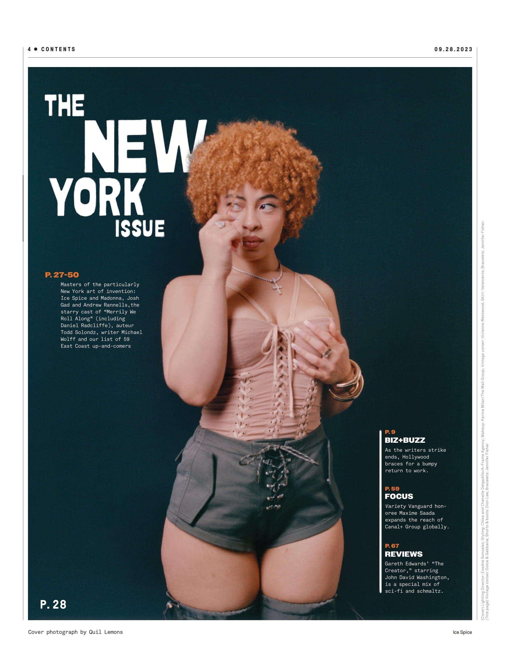 Variety - 23.09.28 Edition: The New York Issue, Ice Spice's Meteoric Rise, Daniel Radcliffe On Broadway In Merrily We Roll Along, 59 East Coast New Power Players, What's Next For Fox News & More!