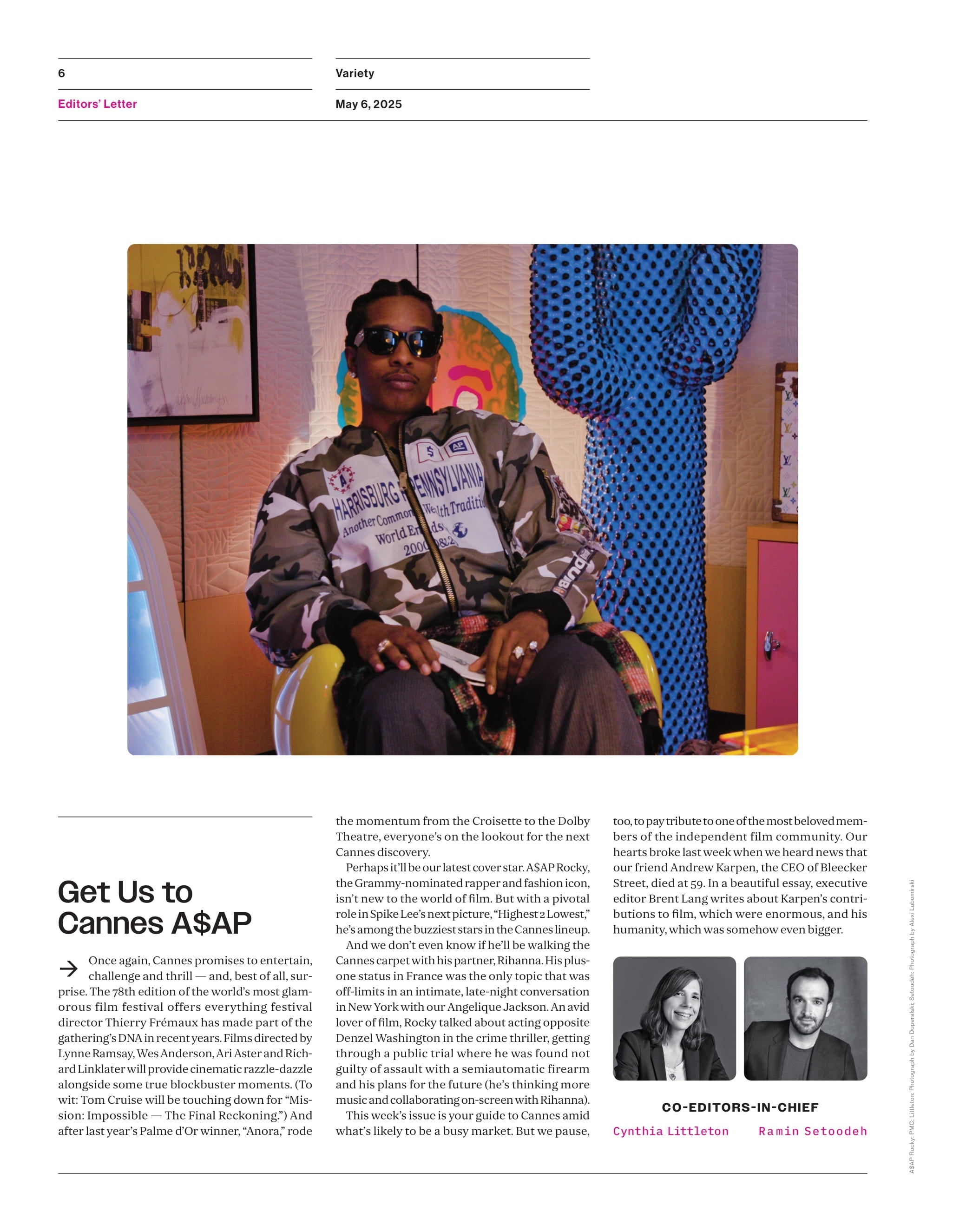 Variety - 25.05.06 Edition: A$AP Rocky's Comeback After Acquittal, Florence Pugh In Marvel's Thunderbolts, Tariff Troubles, Remembering Andrew Karpen, Robert De Niro's Cannes Honor & More!