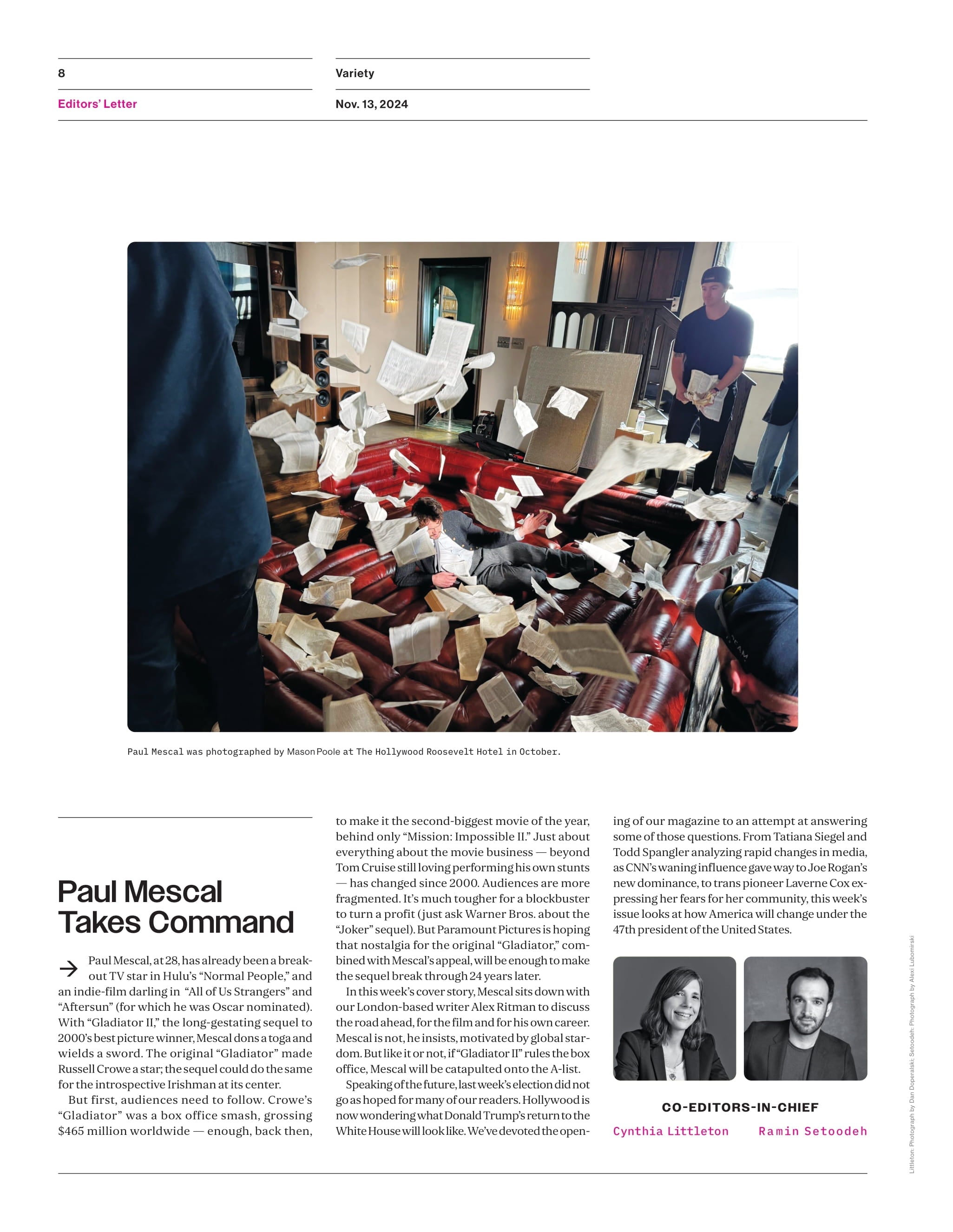 Variety - 24.11.13 Edition: Paul Mescal Unleashes Hell In Ridley Scott's Blockbuster Gladiator II, Hollywood Braces For Another Trump Term & Jenna Fischer How Office Ladies Podcast Became A Lifeline