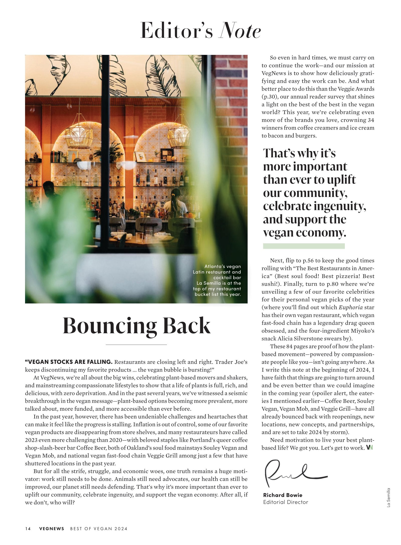 VegNews - Spring 2024: 88 Best Vegan Restaurants In America, Food Tour Of Disney World, New Age Of Vegan Cheese, 2024 Veggie Awards, Low-Waste Recipes, Charcuterie Boards, Favorite Products & More!