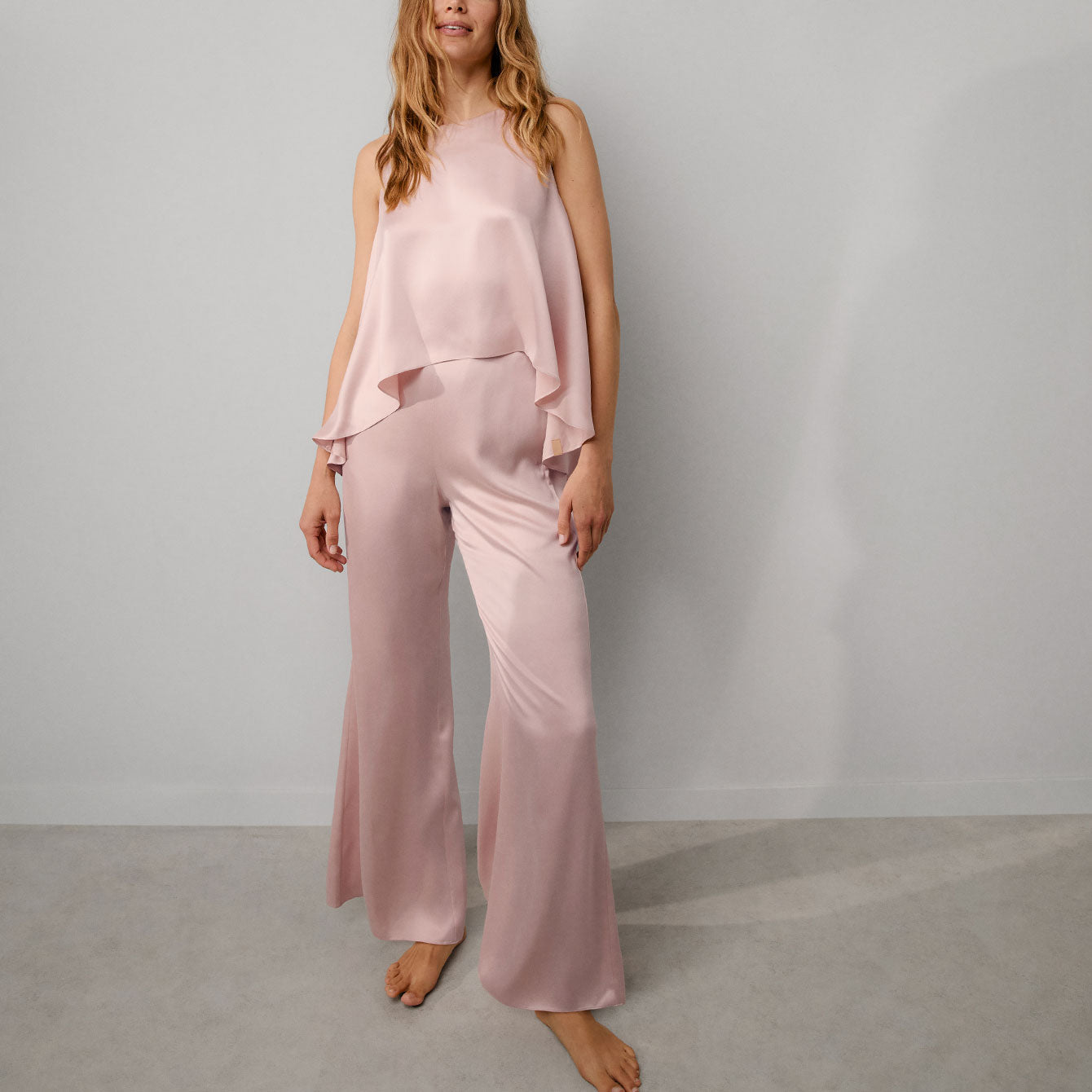 Washable Silk Back Slit Pant Set