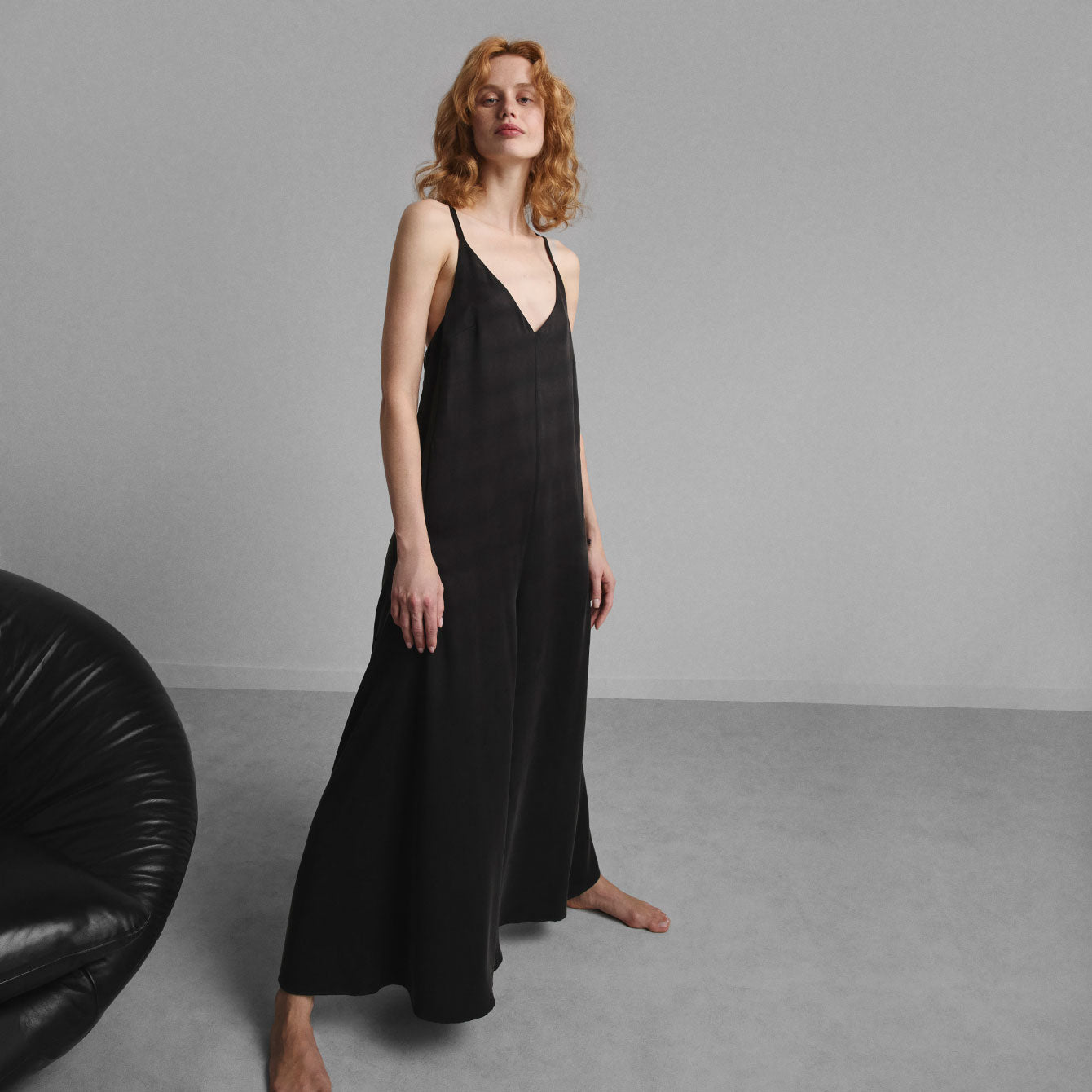 Washable Silk Elastic Strap Jumpsuit
