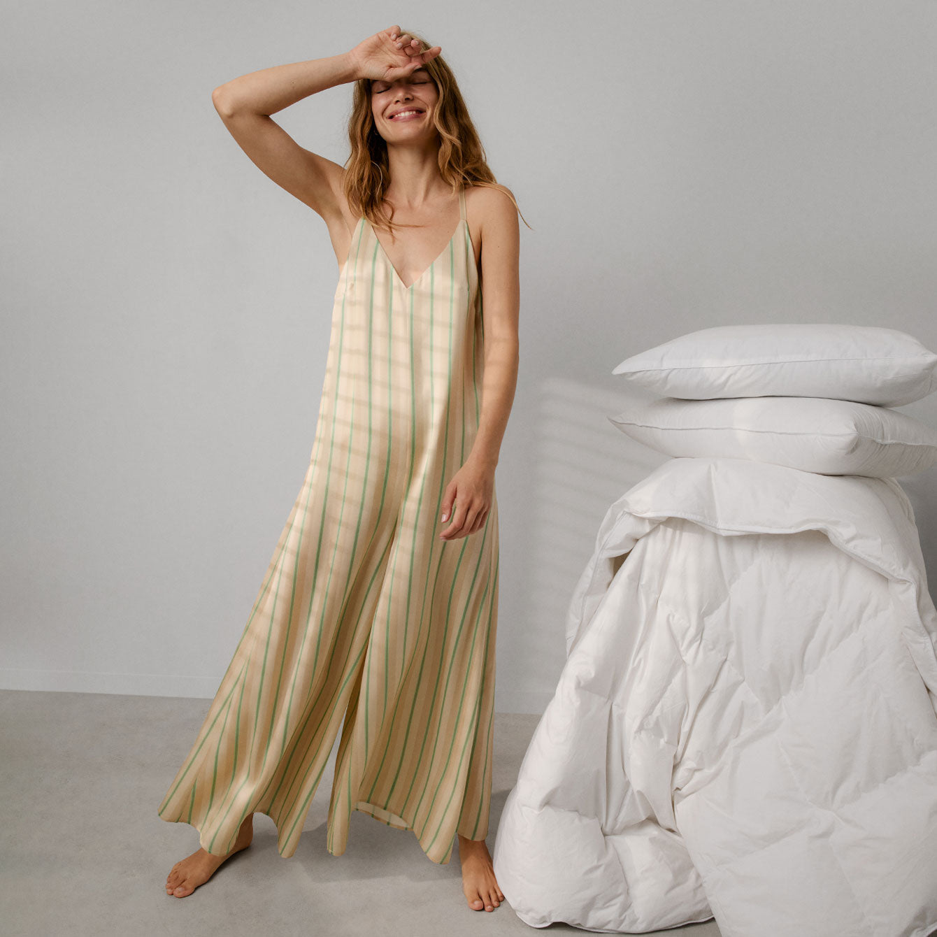 Washable Silk Elastic Strap Jumpsuit