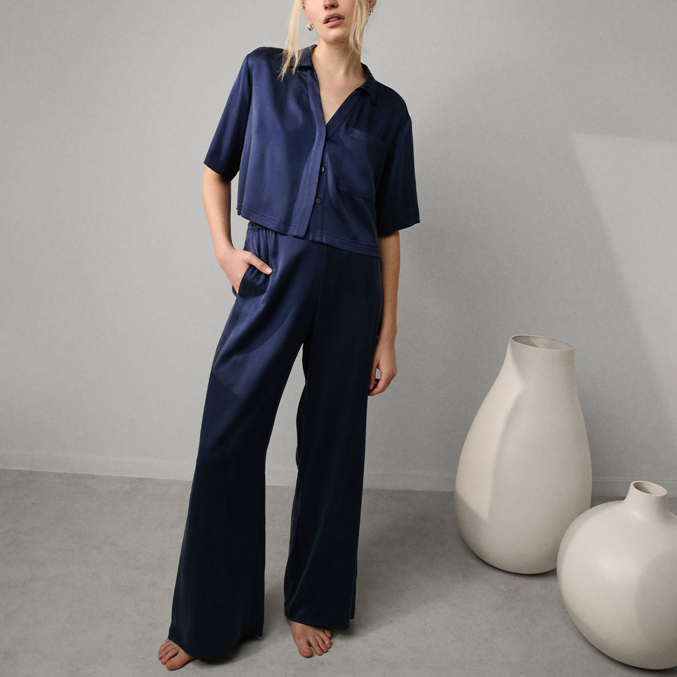 Washable Silk High Rise Pant Set