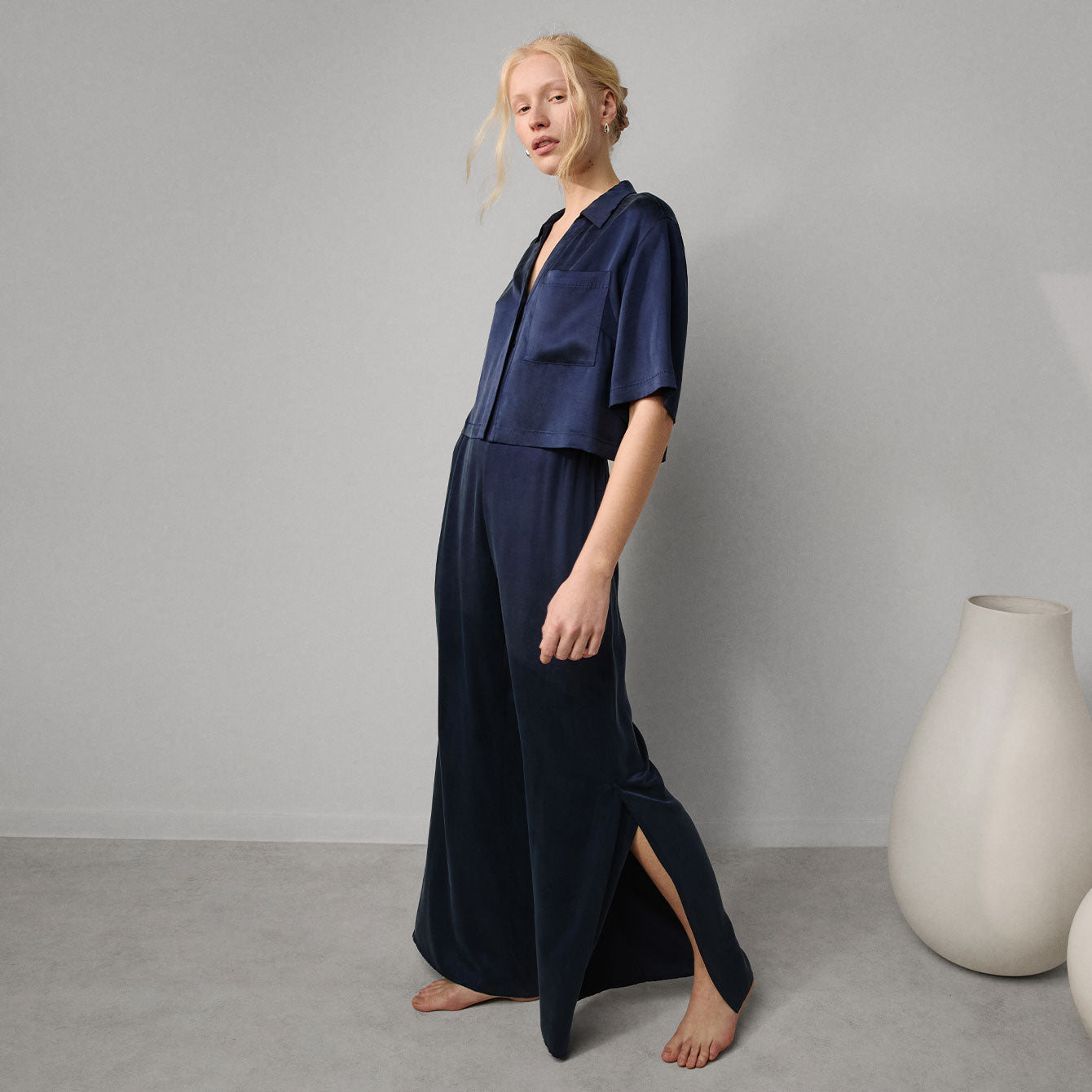 Washable Silk High Rise Pant Set