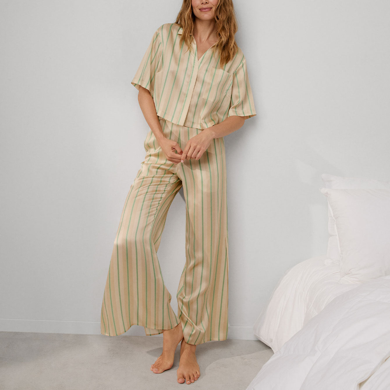 Washable Silk High Rise Pant Set