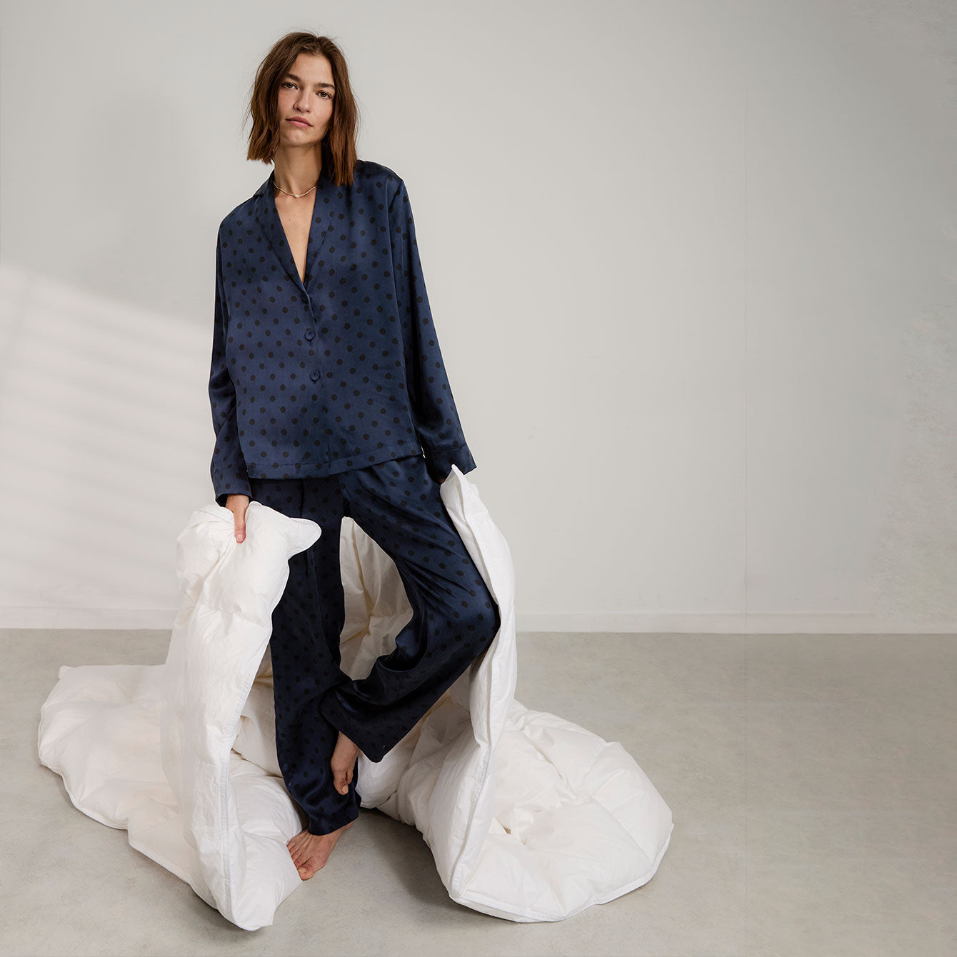 Washable Silk Long Sleeve Pant Set