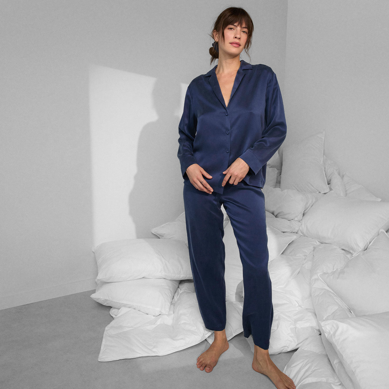 Washable Silk Long Sleeve Pant Set