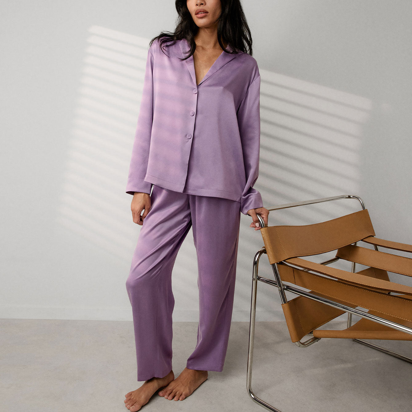 Washable Silk Long Sleeve Pant Set