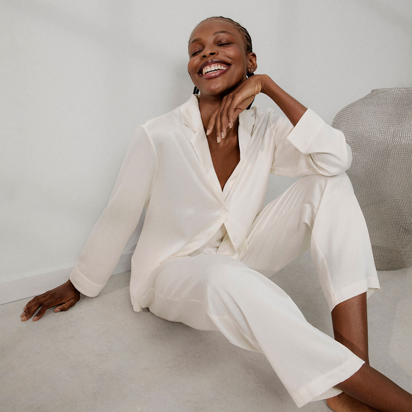 Washable Silk Long Sleeve Pant Set