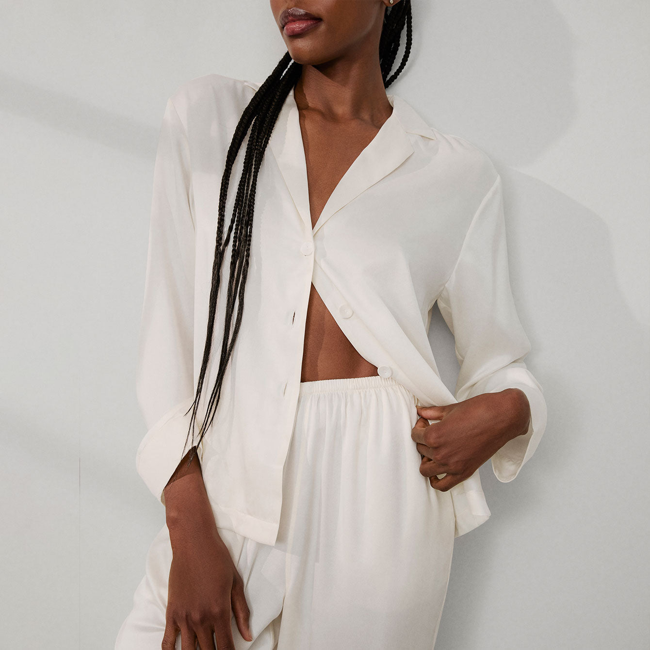 Washable Silk Long Sleeve Pant Set
