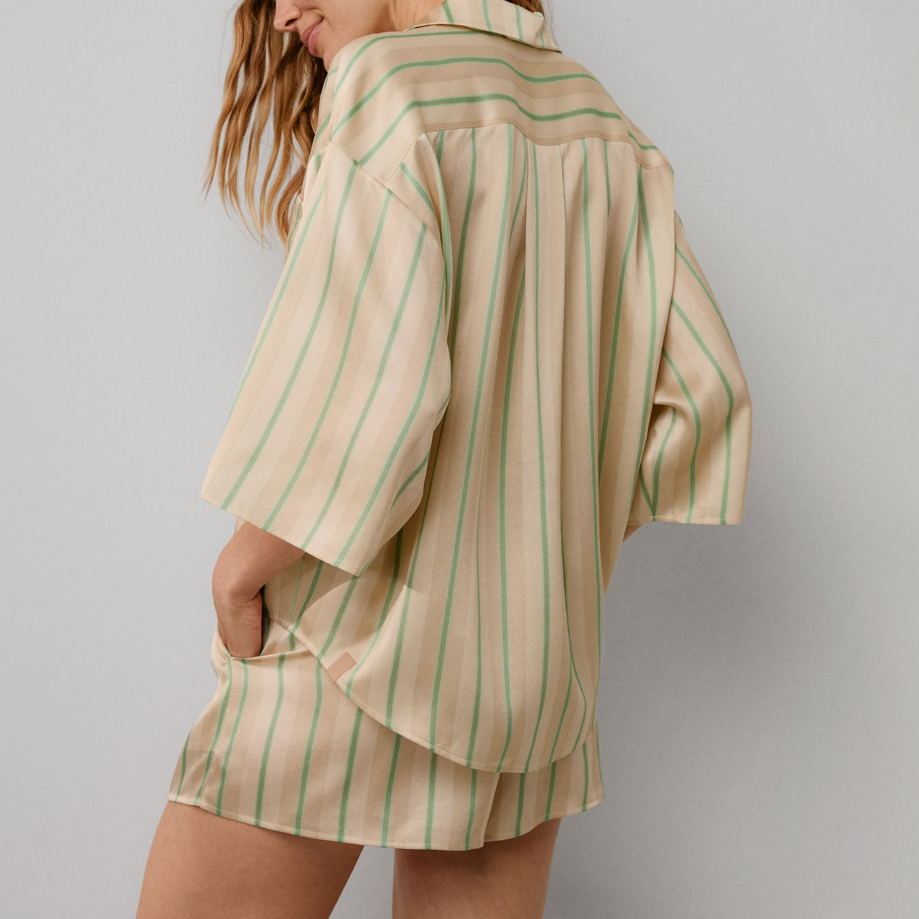 Washable Silk Relaxed Button Up Short Set