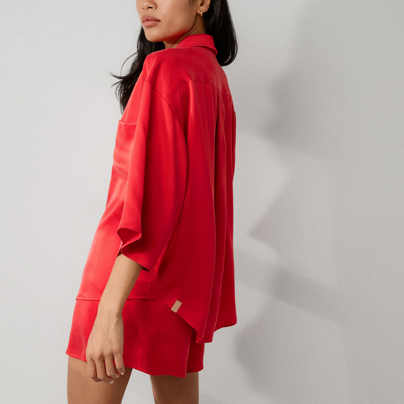 Washable Silk Relaxed Button Up Short Set