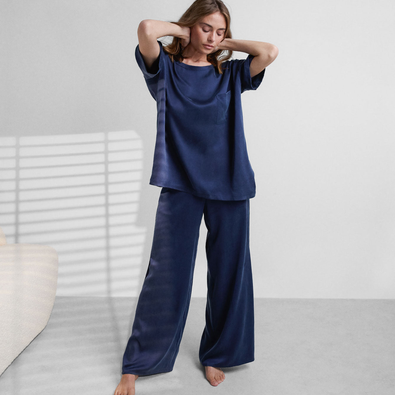 Washable Silk Tee Pant Set