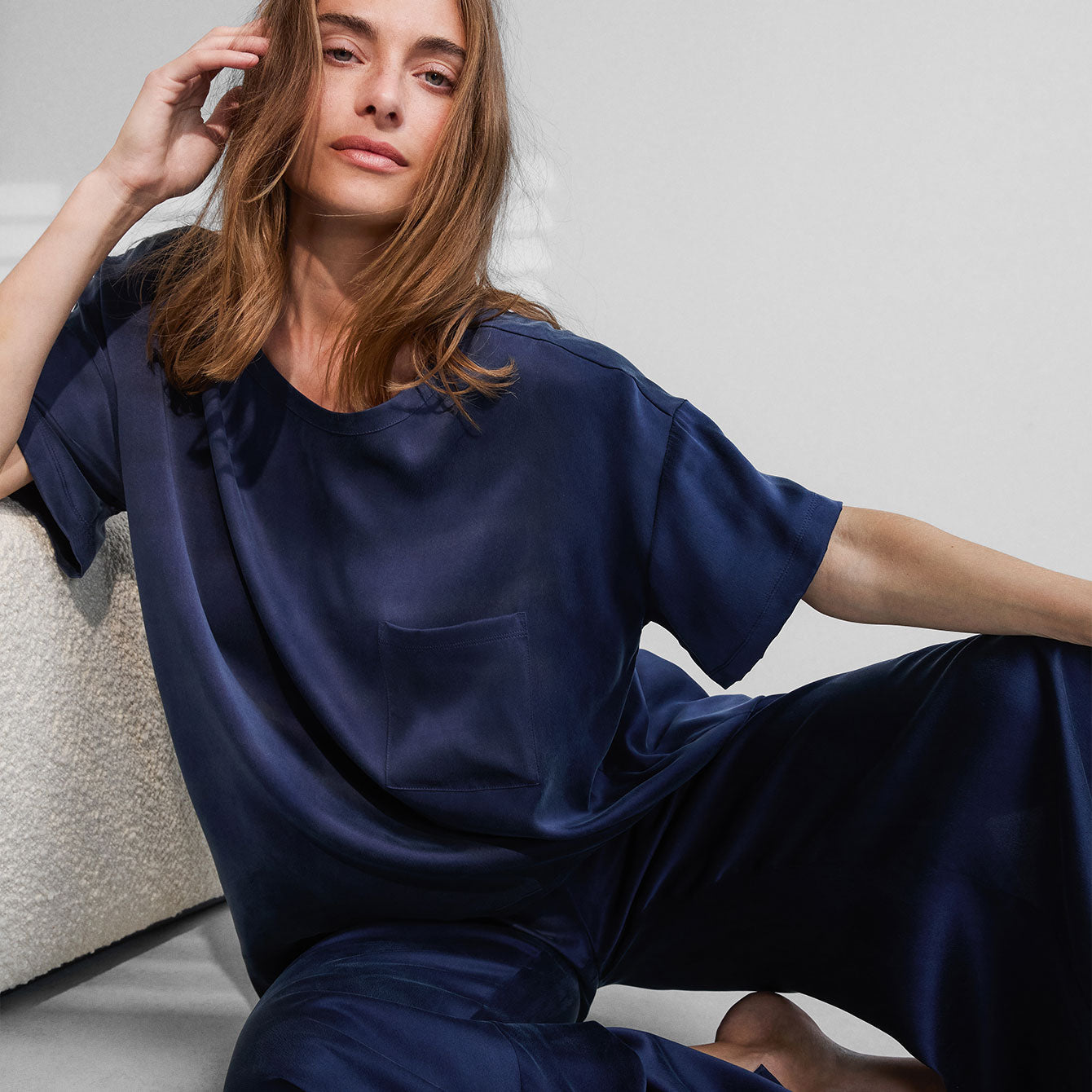 Washable Silk Tee Pant Set