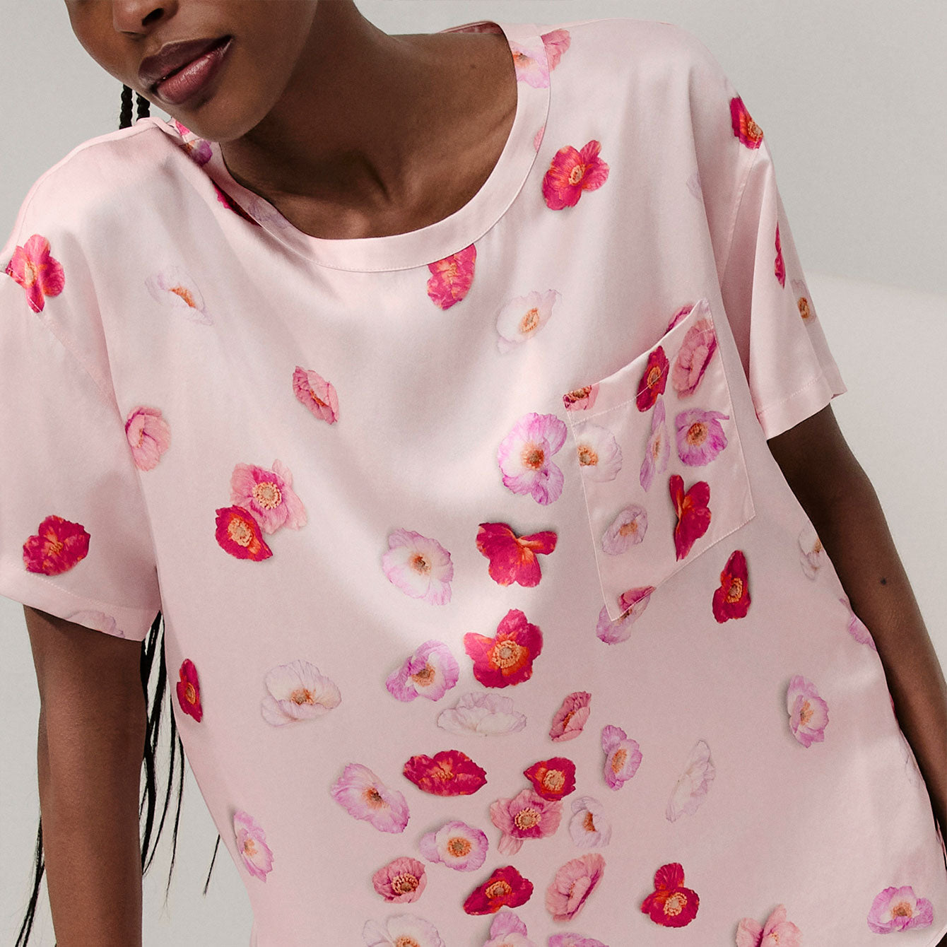 Washable Silk Tee Short Set