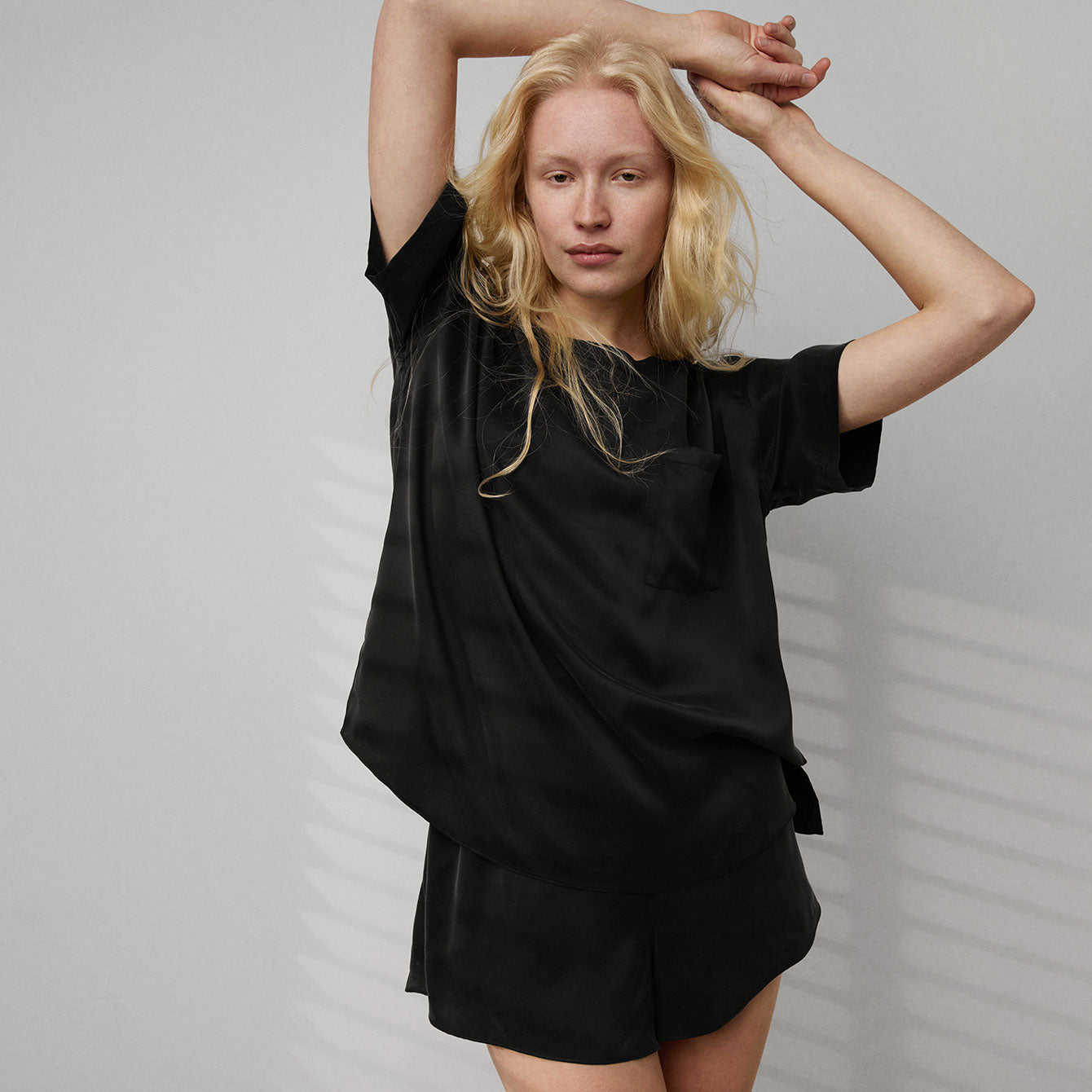 Washable Silk Tee Short Set