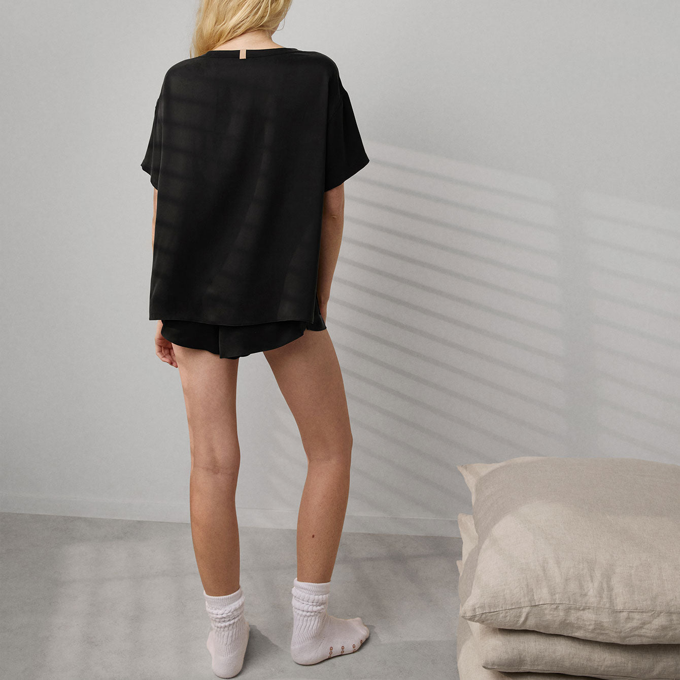 Washable Silk Tee Short Set