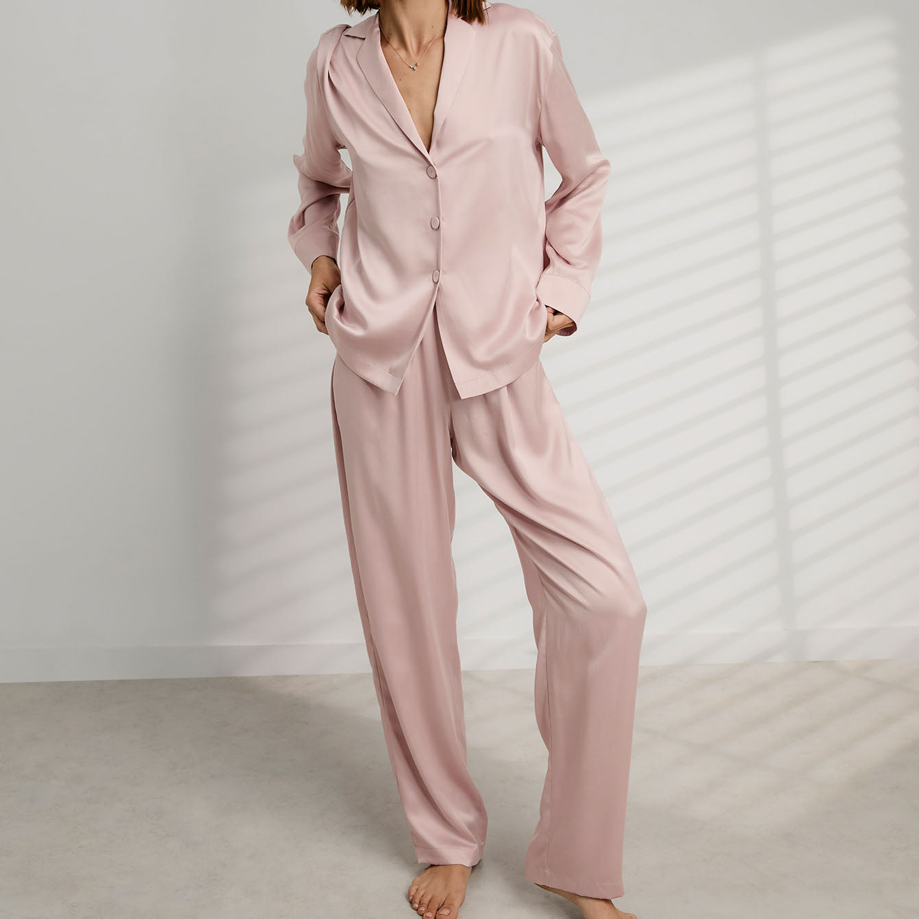 Washable Silk Long Sleeve Pant Set