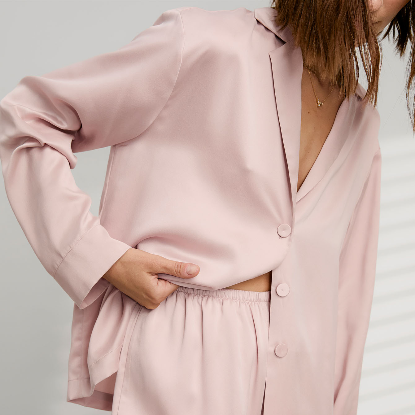 Washable Silk Long Sleeve Pant Set