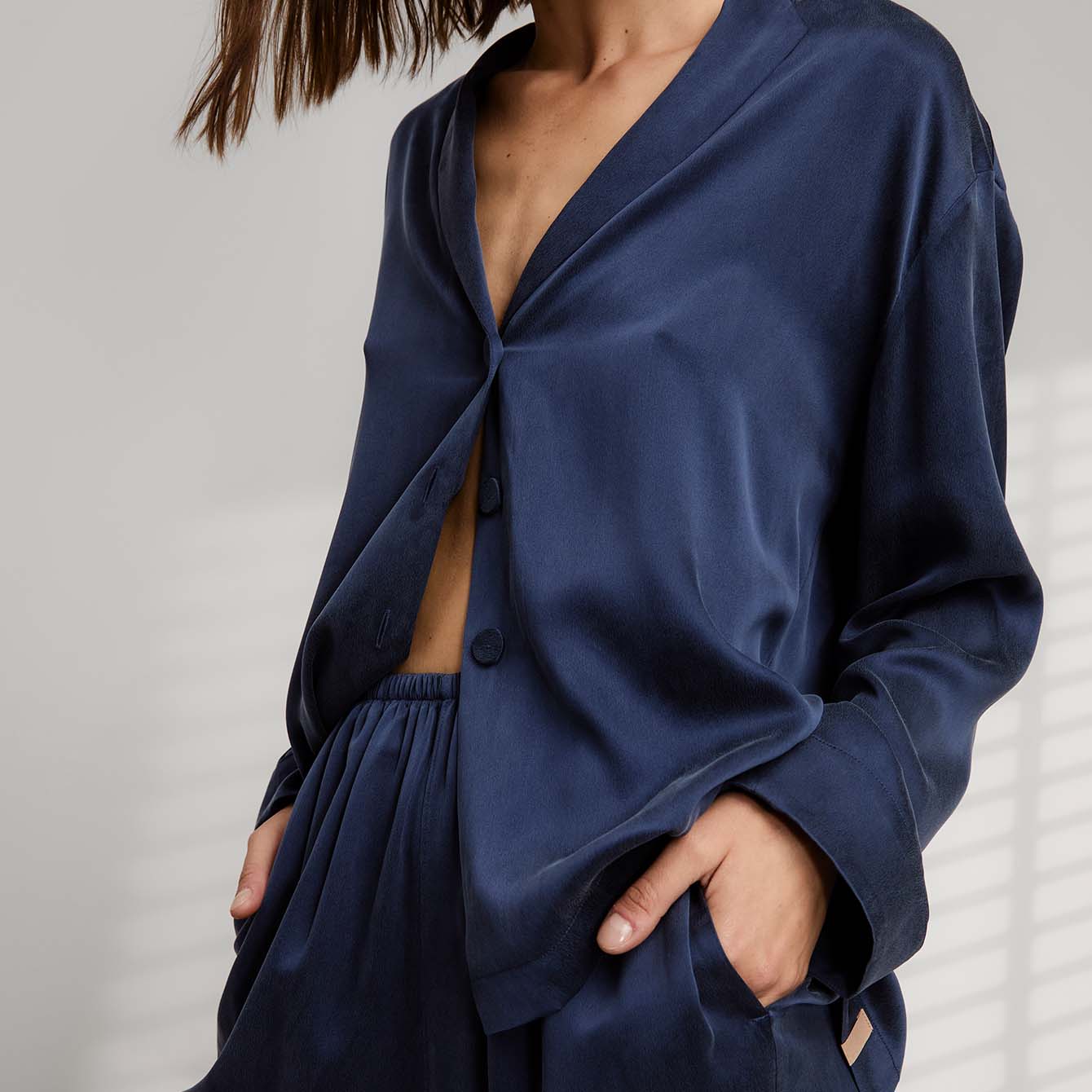 Washable Silk Long Sleeve Pant Set