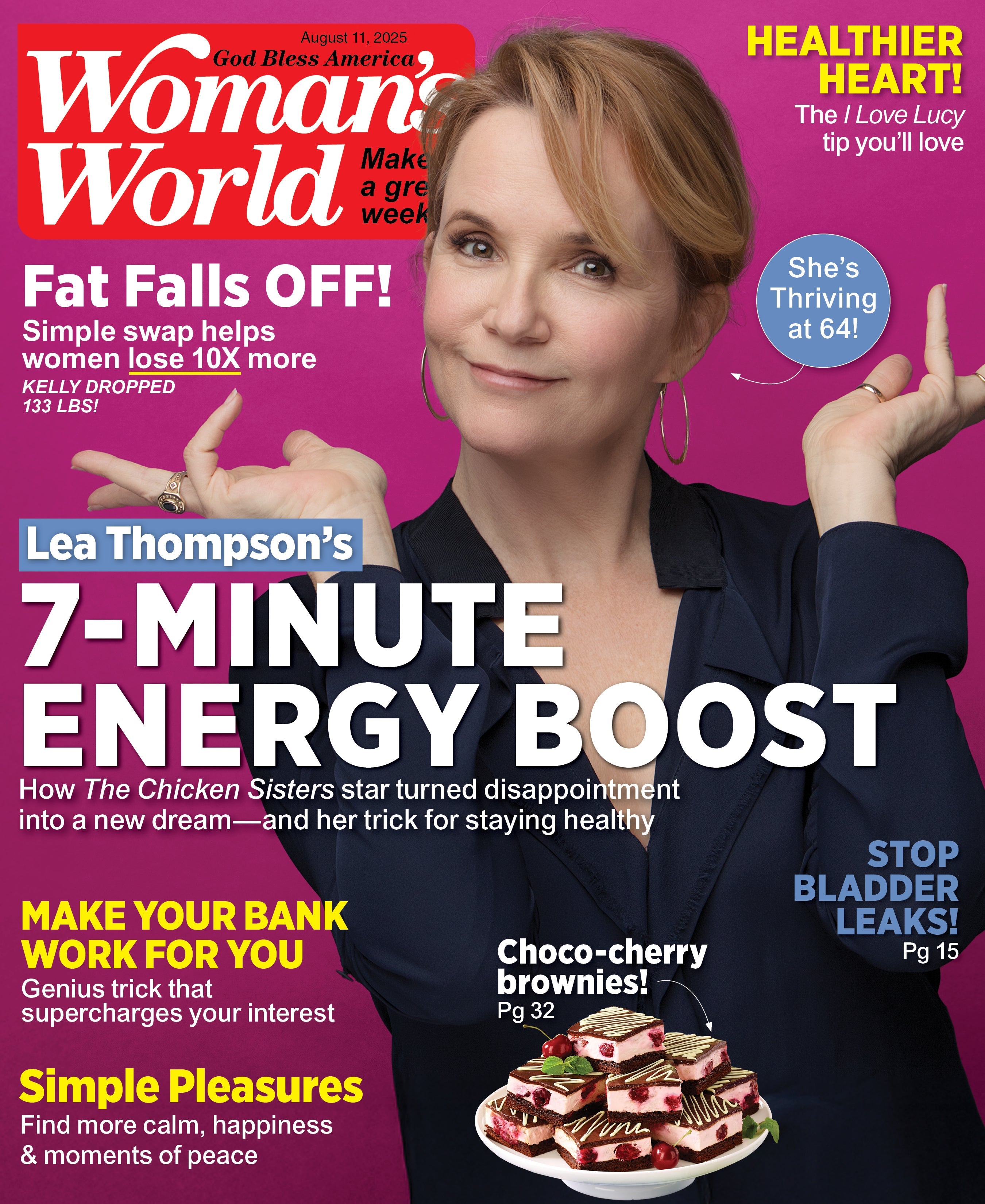 Woman's World - 08.11.25: Lea Thompson's 7 Minute Energy Boost, One Easy Fat-Burning Swap For A Healthier You, Smart Money Moves, Find Happiness & Peace, Stop Bladder Leaks & More!