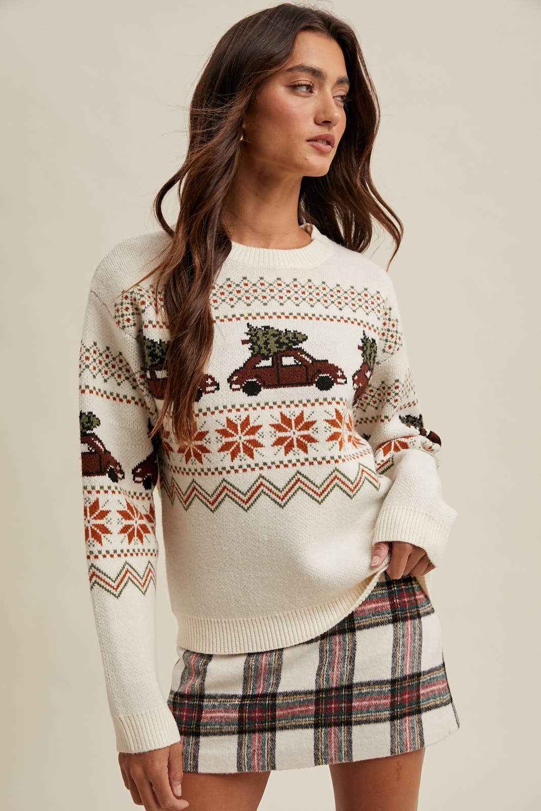 'CHRISTMAS TREE CAR' FAIR ISLE SWEATER / WL25-11317