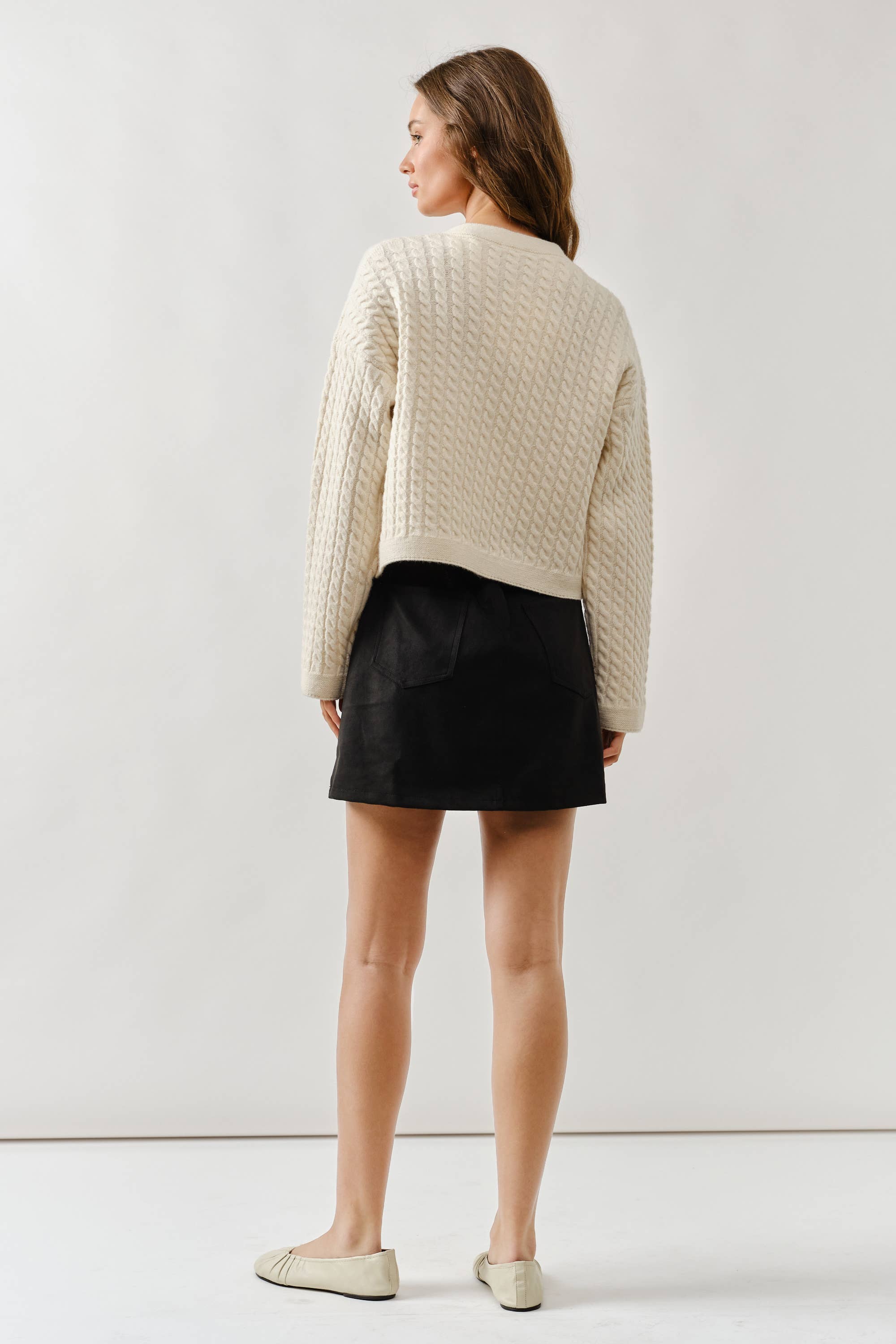 MAS3292 SUEDE MINI SKIRT W/BRASS STUDS