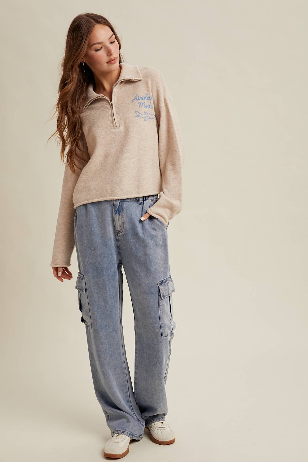 AIRPLANE MODE HALF-ZIP SWEATER / WL25-11963