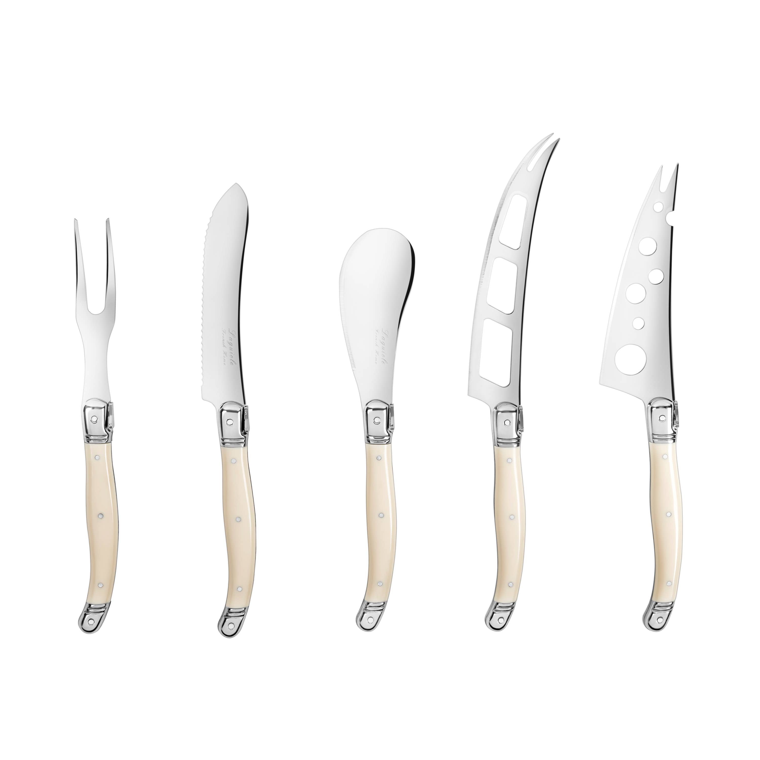 Laguiole 5-Piece Artisan Ivory-Colored Cheese Knife Set
