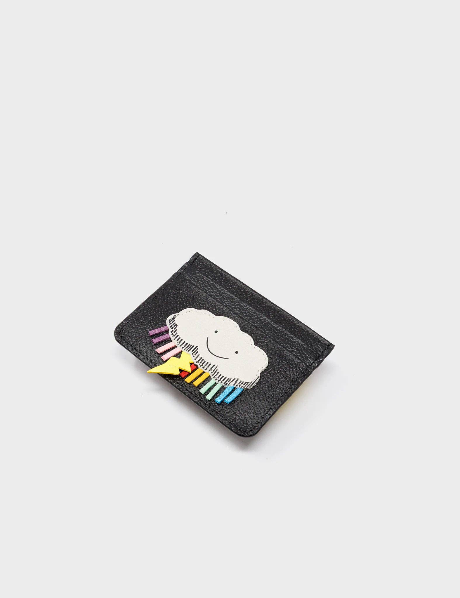 Filium Black Leather Cardholder - Happy Cloud Applique