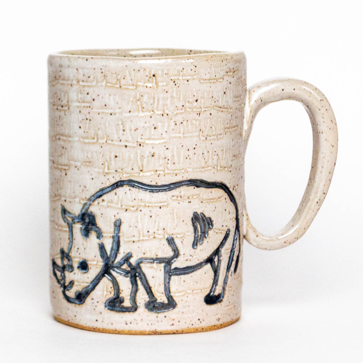 Rhino Pattern Handmade, in Ohio, Ceramic White 14oz Mug