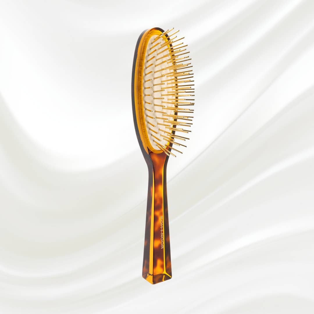Luxury Pneumatic Hair Brush with Gold Plated Metal Pins - Garden