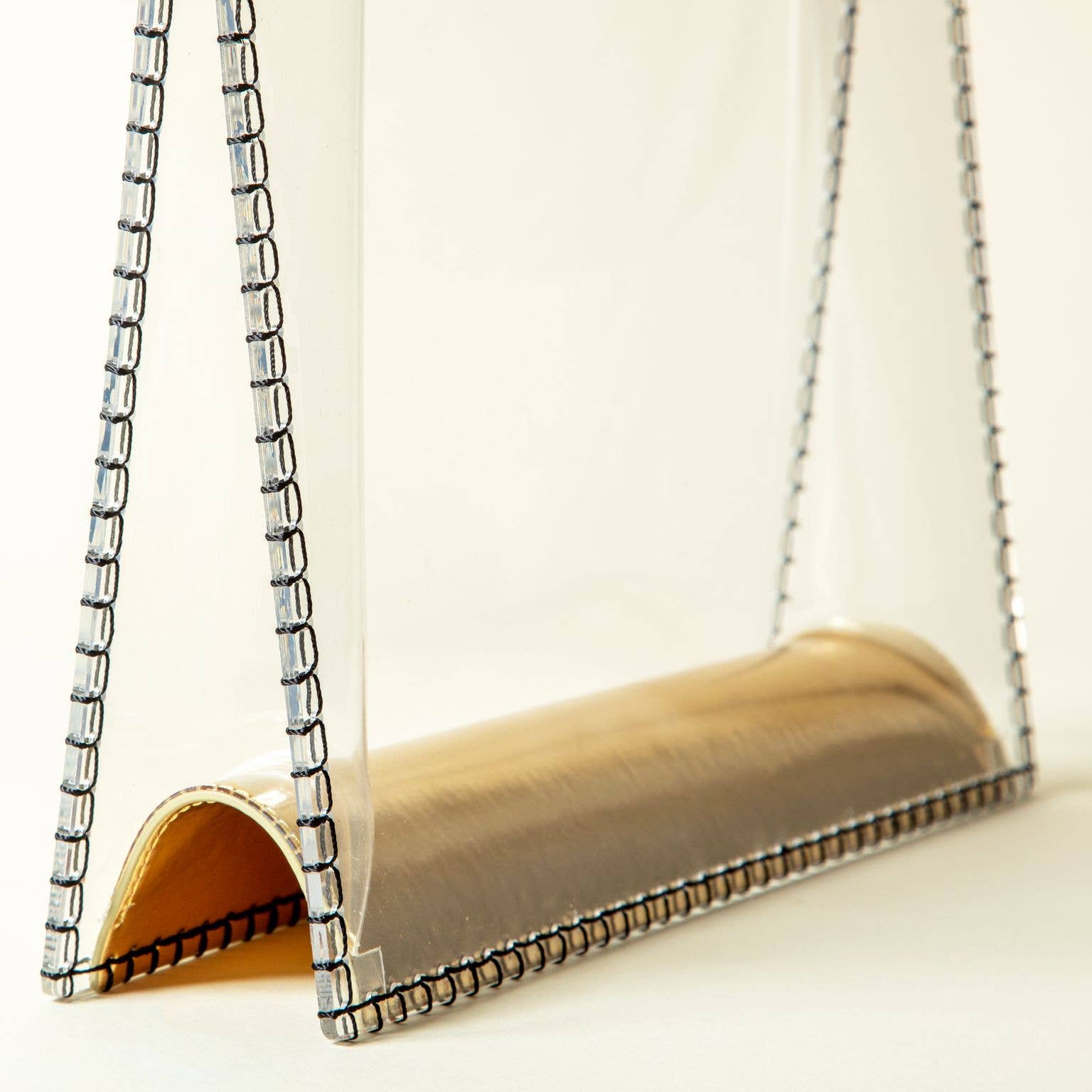 7042 - Clear Clutch Bag with Gold Handle