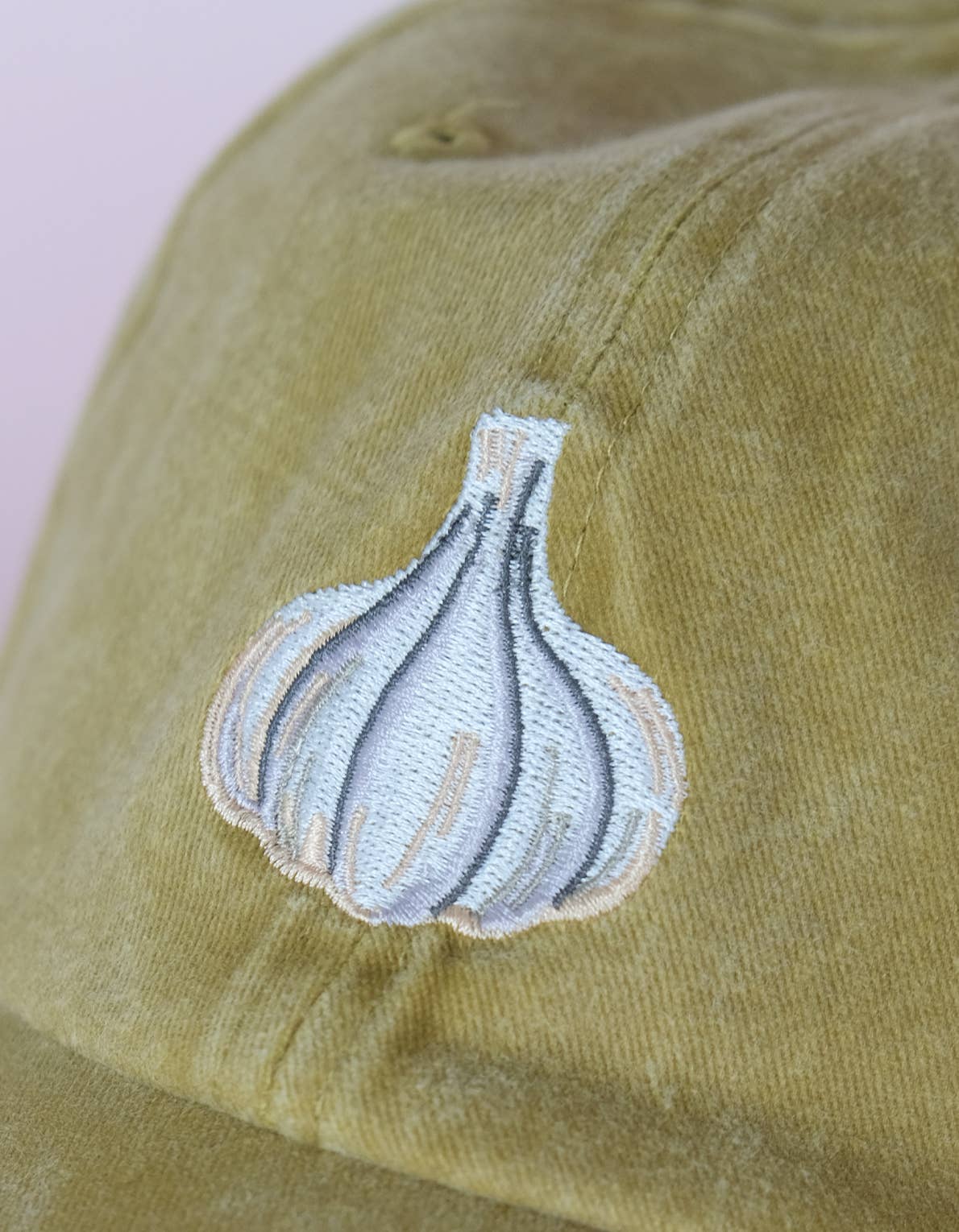 Garlic Embroidered Hat, Washed Mustard