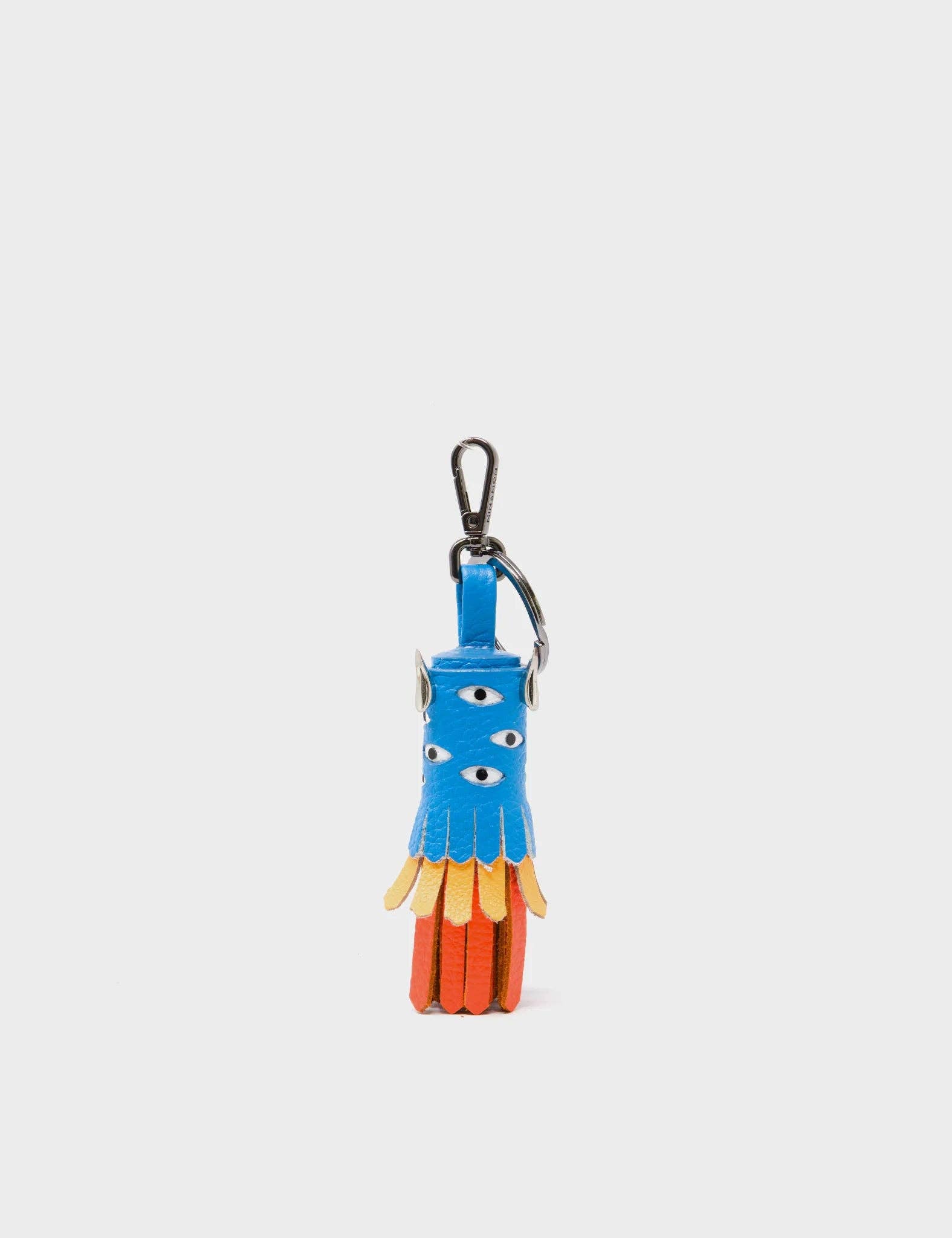 Markets - Oliver The Ox Charm - Blue and Orange Leather Keychain