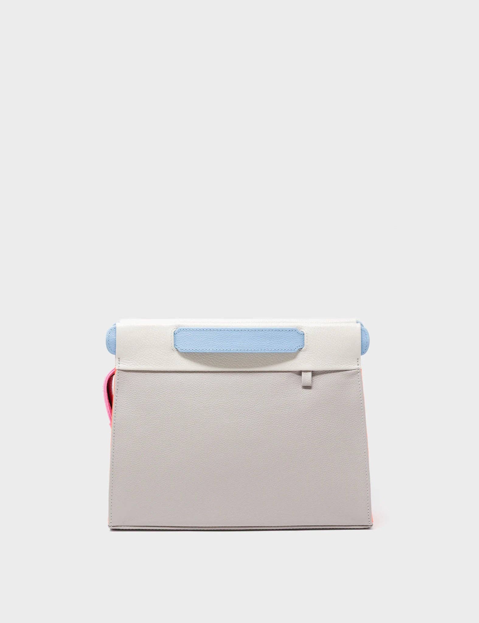 Vali Crossbody Small Gray Leather Bag - All Over Eyes Embroidery