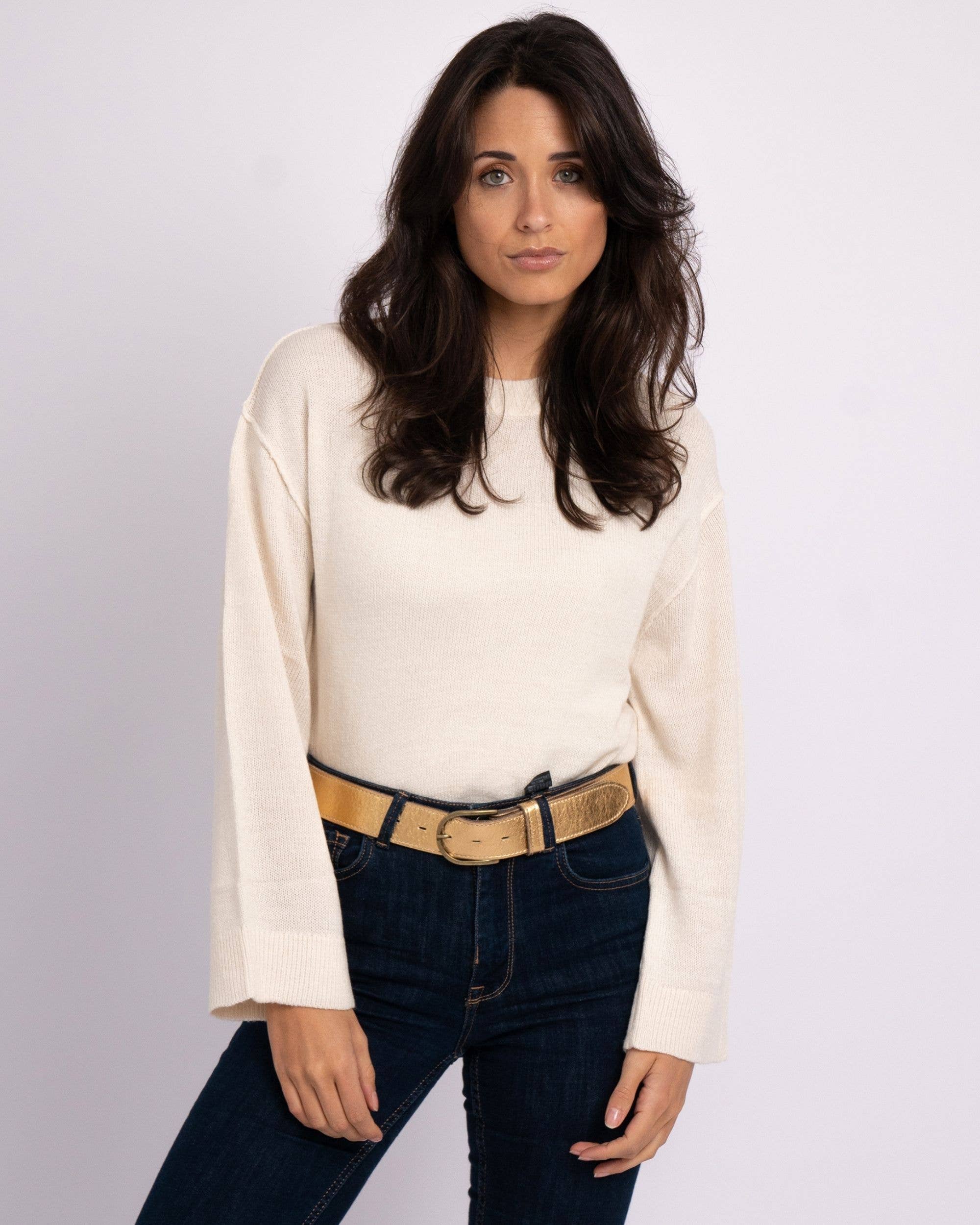 MADE TO ORDER Jeany | Metallic Leather Belt with Removable Buckle