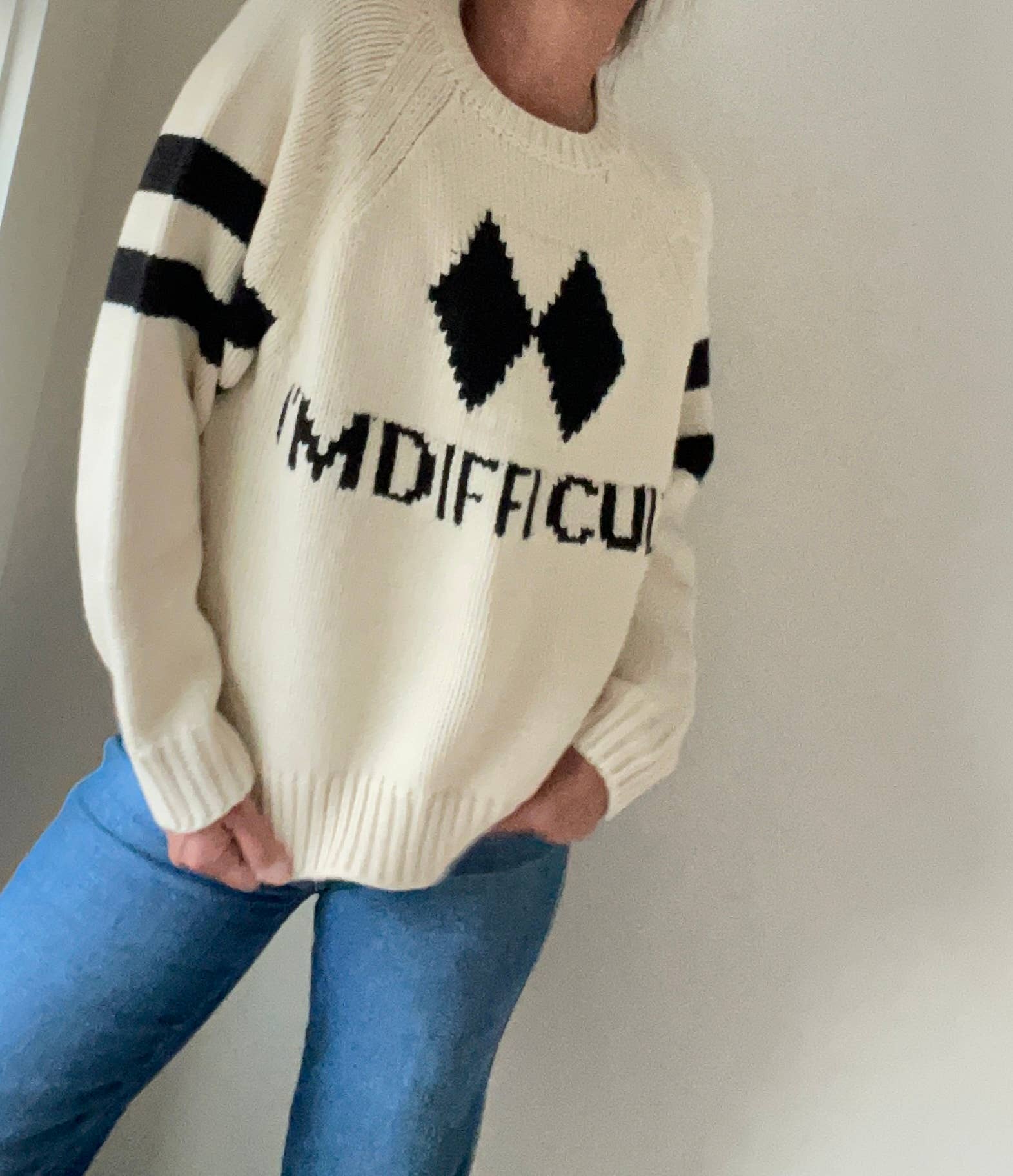 Chunky Acrylic I’m Difficult Ski Sweater