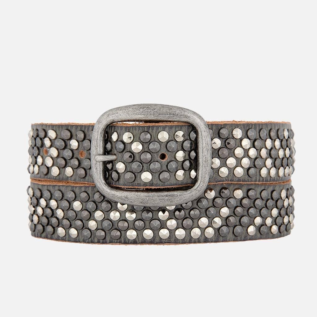 Britta | Vintage Silver Buckle Studded Leather Belt Women