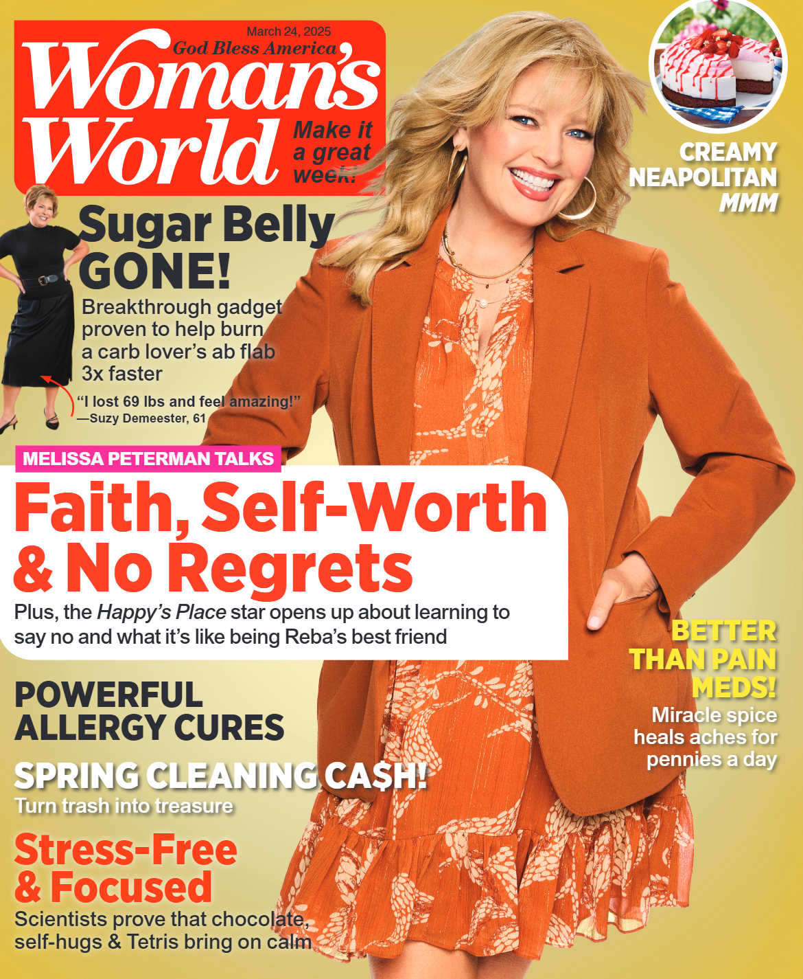 Woman's World - 03.24.25: Melissa Peterman Talks Faith, Self Worth & No Regrets, Burn Belly Fat, Powerful Allergy Cures, Spring Cleaning Cash, Miracle Spice Heals Better Than Pain Meds & More!