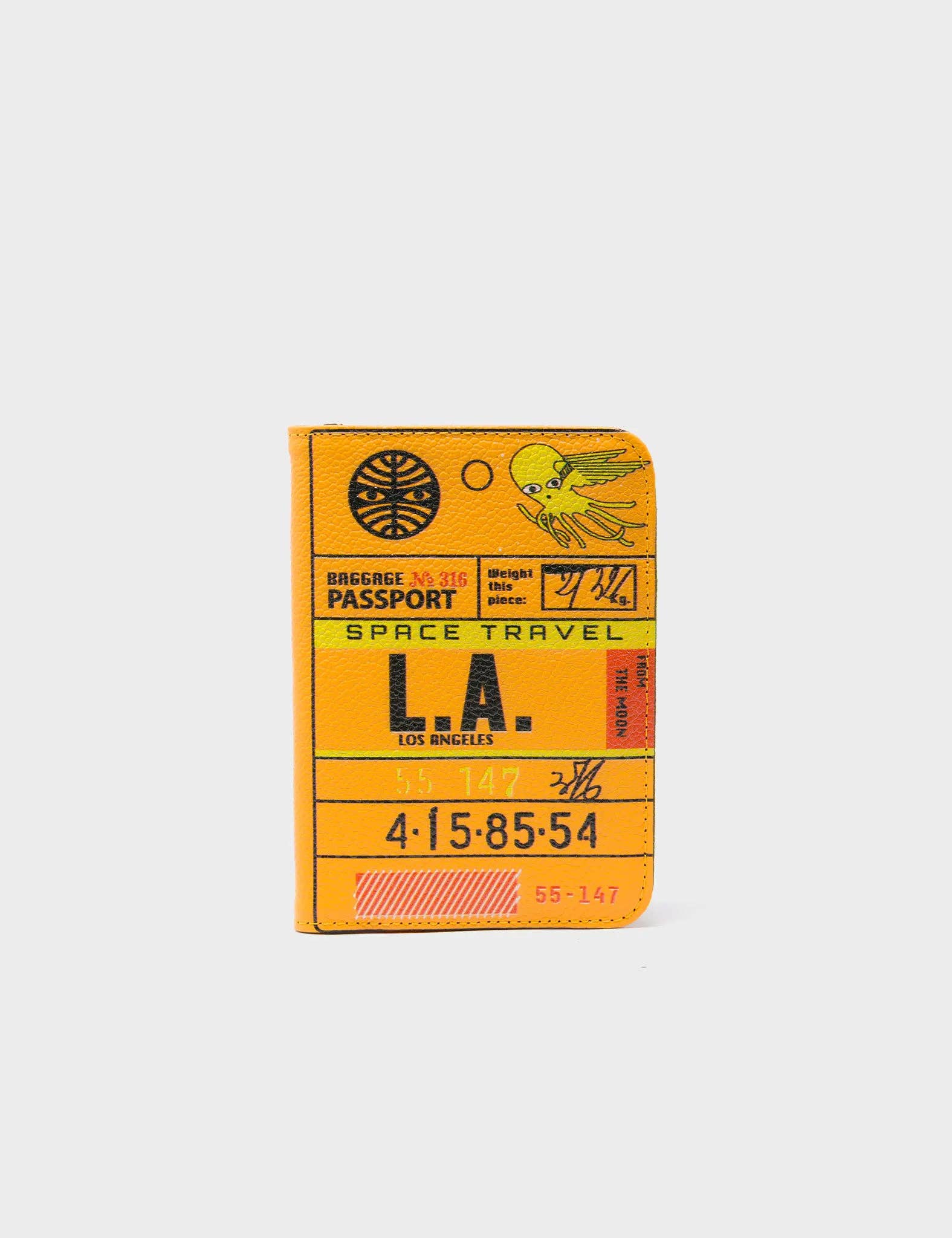 Frida Marigold Leather Passport Cover - Space Travel L.A. Print