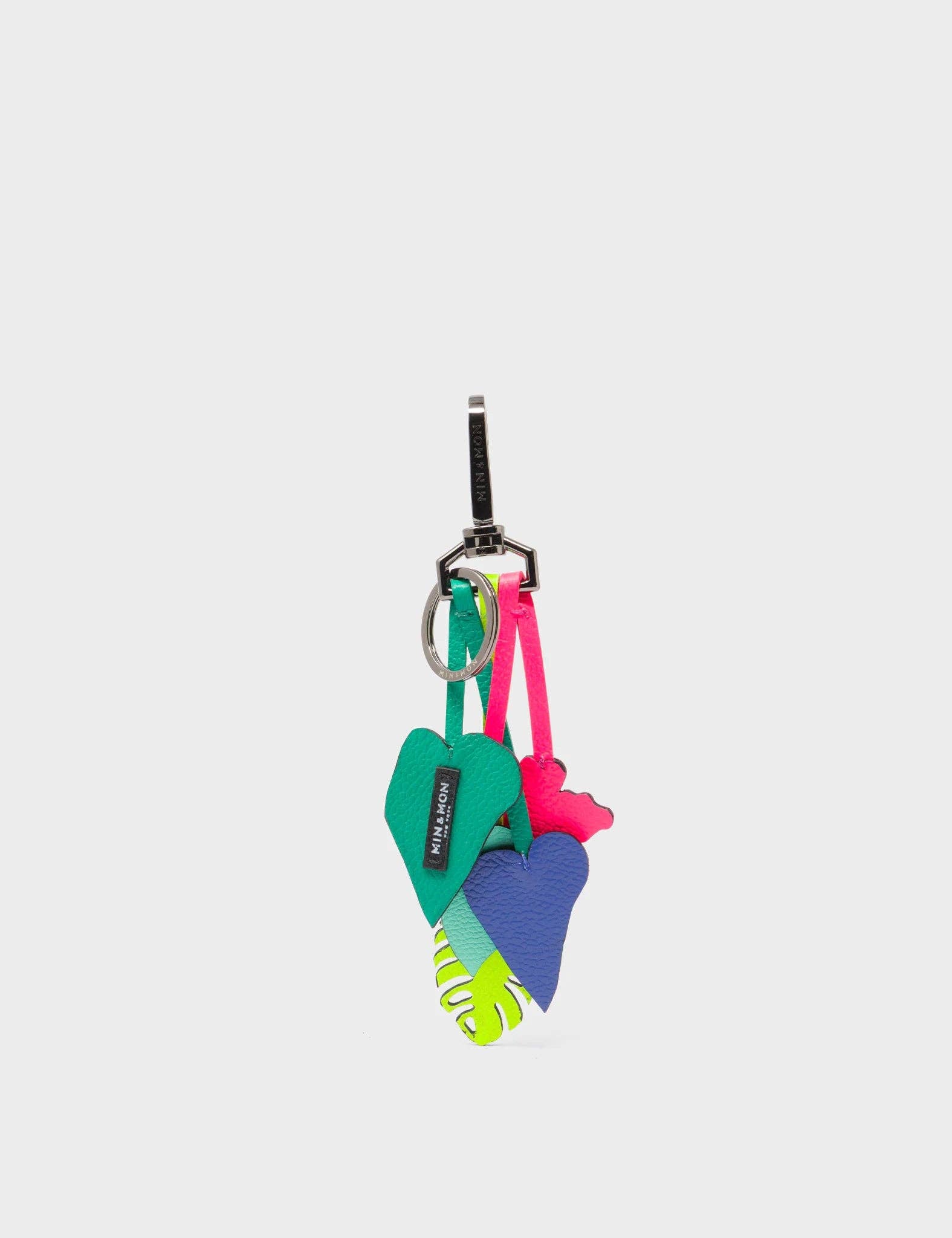 Botanical Scent Charm - Green and Pink Leather Keychain